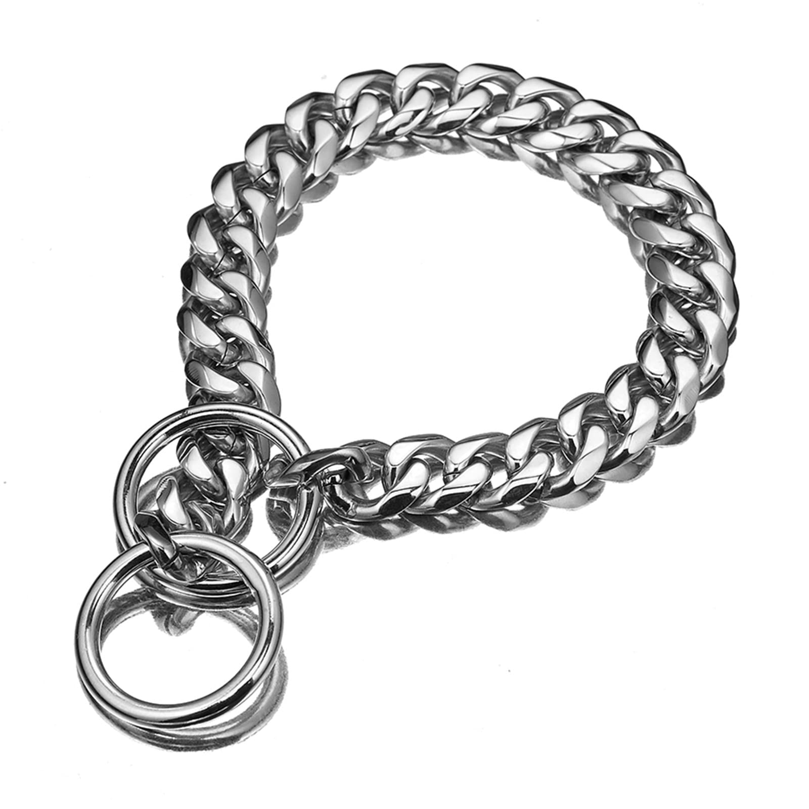 Photo 1 of Silver Dog Chain Dog Collar, 10mm 10 in - 24 in, Custom Pet ID Tags Cuban Chain Dog Collar for Small Medium Large Dogs Silver 16 Inch--- 2 ITEMS