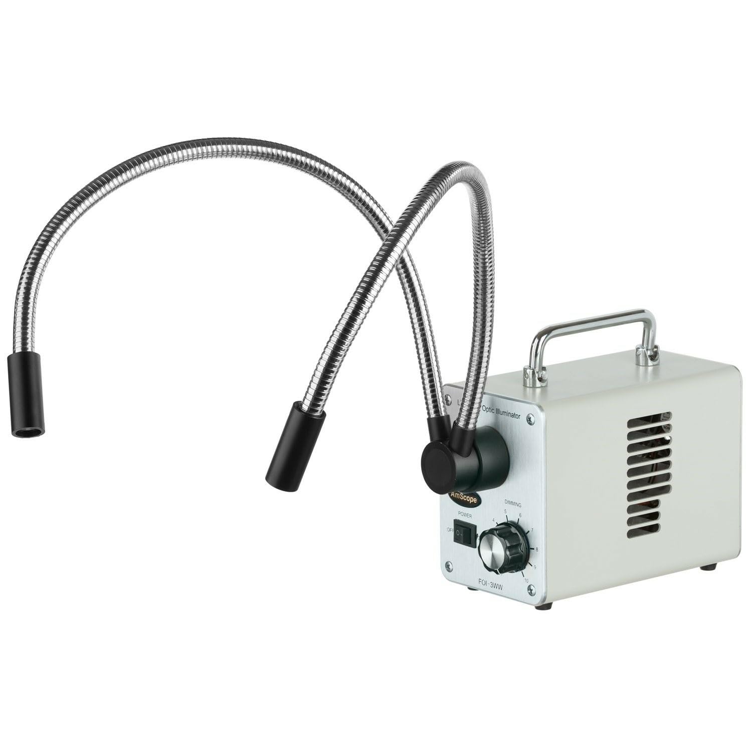 Dual-LED AmScope 30WY 30W LED de fibra -ptica de cuello de cisne Luces Microscopio Iluminador