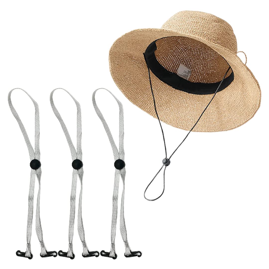 luchike Set of 5 Adjustable Hat Removable Chin Cord Fishing Hats Windproof Strap String with Cord Fastener for Boating Sailing Travel Silver