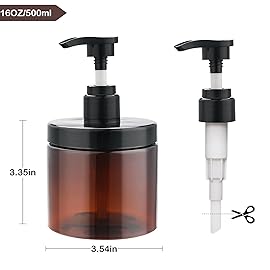 Cosywell Pump Bottle Dispenser Shampoo and Conditioner Dispenser 2 Pack 16.9oz/500ml Wide Mouth Hand Soap Dispenser Refillable Plastic Empty Liquid Container for Lotion Body Wash(Brown)