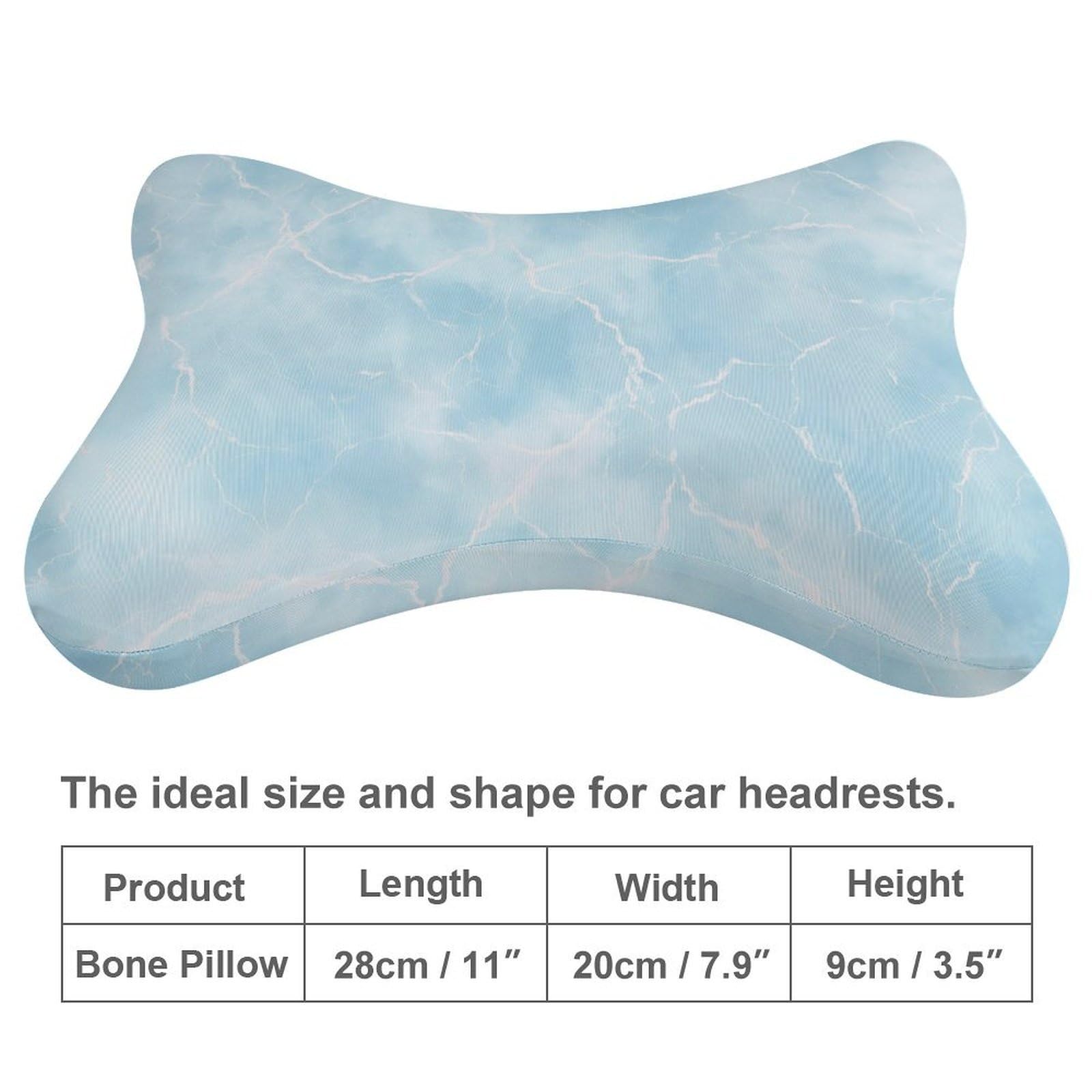 DuduYH Light Blue Marble with White Veins Car Neck Pillows Set of 2, Travel Neck Pillows Head Rest Automobile Bone Pillow for Car Seat