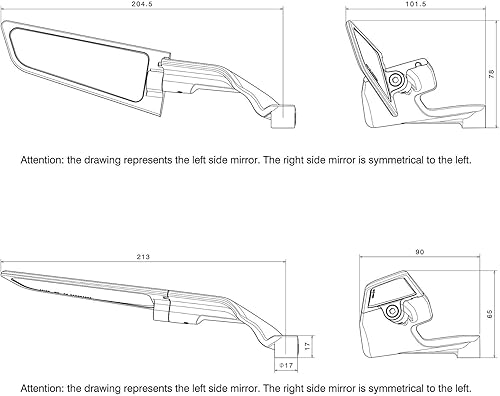 Miniatura 6 de Espejo retrovisor de motocicleta (sigilo) Winglet CNC aluminio ajustable kit giratorio para Kawasaki Z650 (2017-23) Z900 (2017-23)