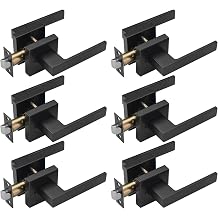 6 Pack Zinc Matt Black Door Handles with Push Lock for Privacy