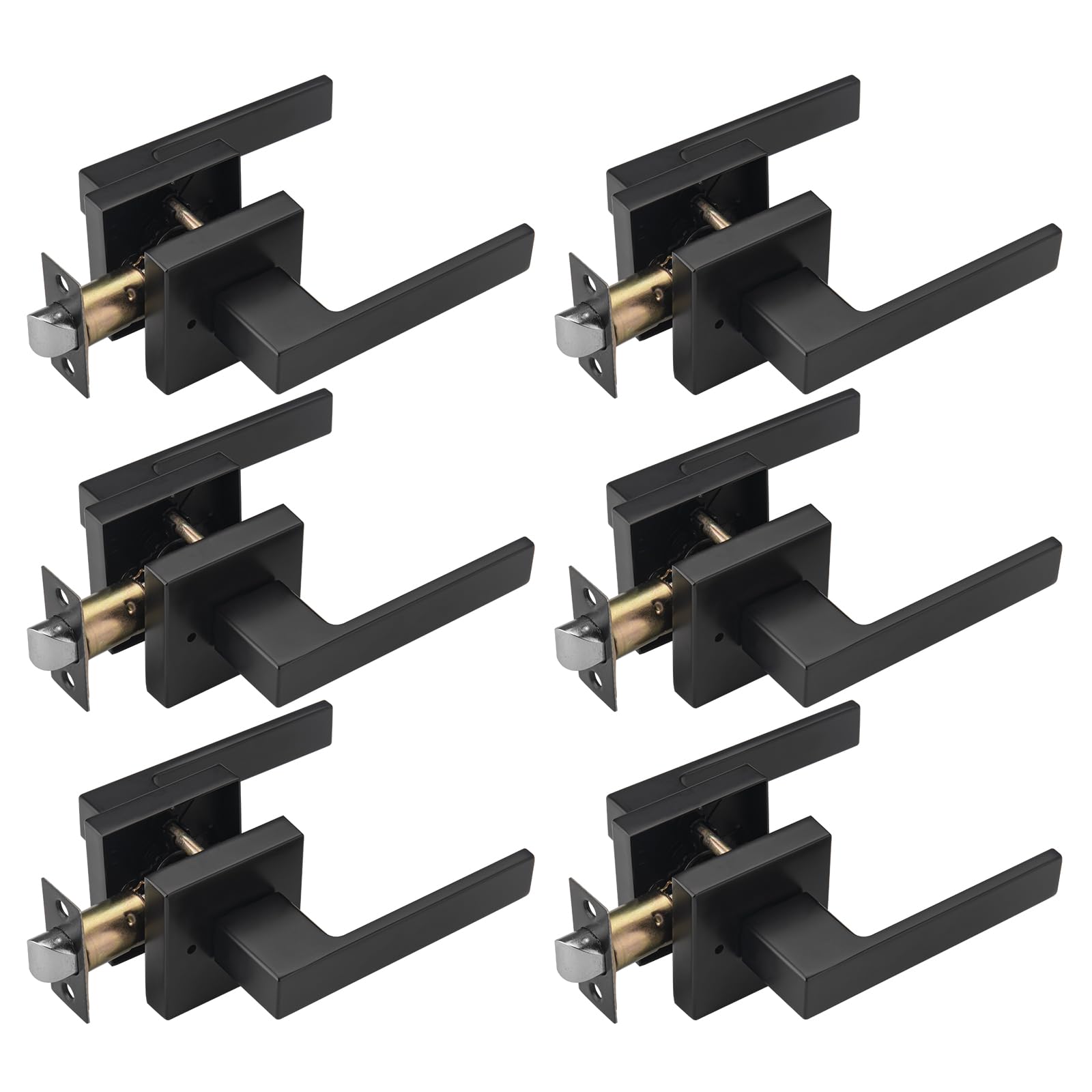 Poignées de porte noires lot de 6 avec verrou de confidentialité chambre et salle de bain