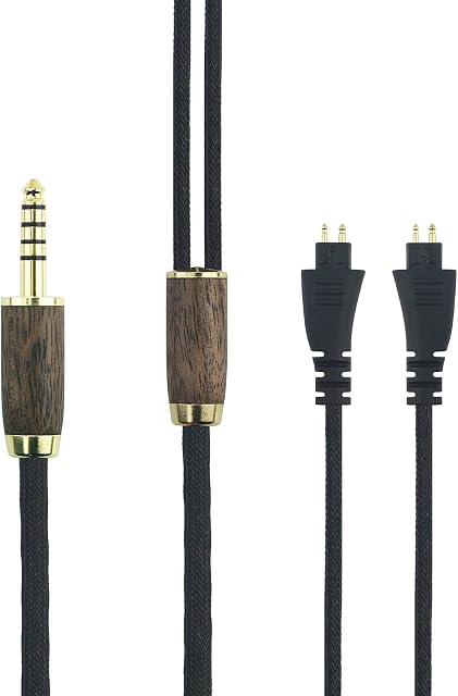 4.4mm Balanced Male 6N OCC Copper Silver Plated Cord 4.4mm Balanced Cable Compatible with Fostex TH-900 MKII, TH610, TH900 MK2 Premium Headphones Walnut Wood Shell