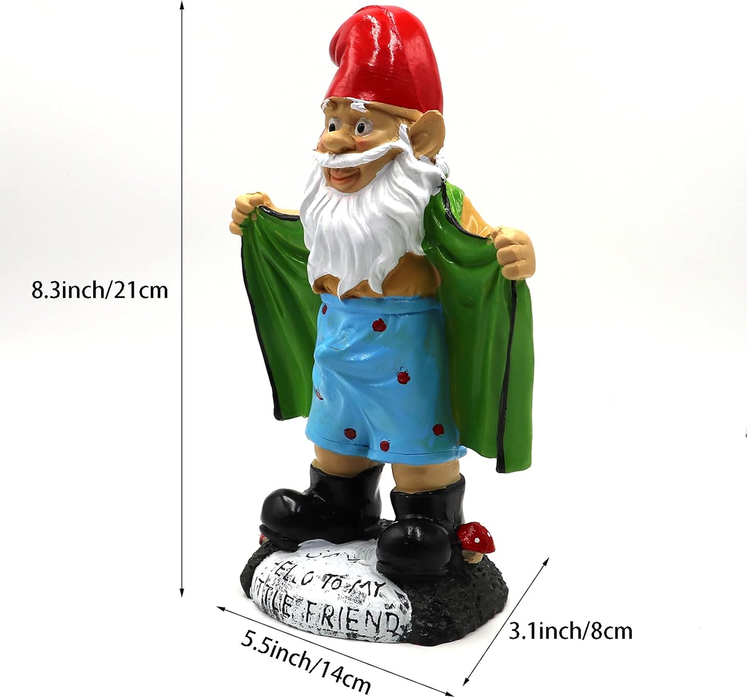 Tirifer 8.3inch/21cm Big Size Garden Gnome, Funny Outdoor Indoor Statue Gnome for Patio Lawn Garden Yard, Resin Naughty Dwarf Sculpture Art Decoration Unique Gift for Yard Balcony Porch Housewarming - Image 4