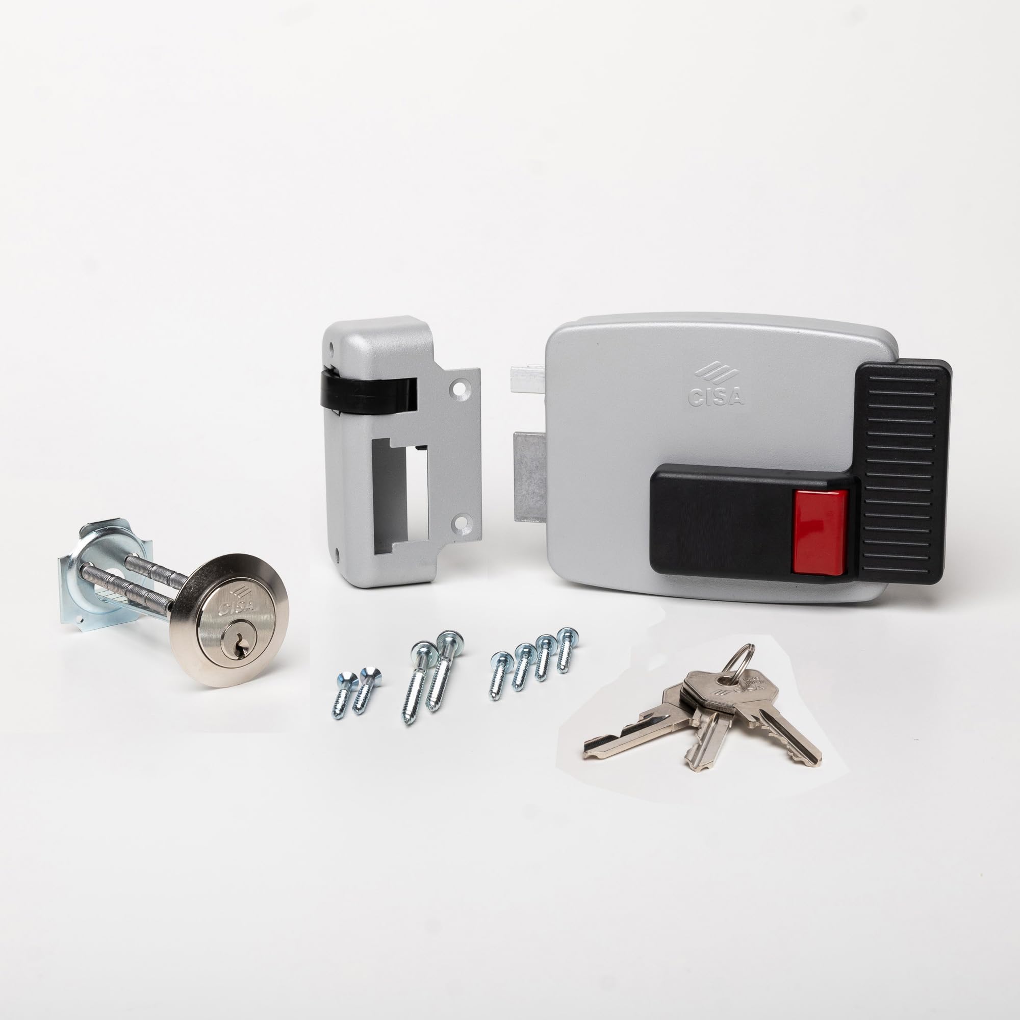 Serrure électrique à appliquer CISA 111610602N7 bouton intérieur acier peint portail gauche