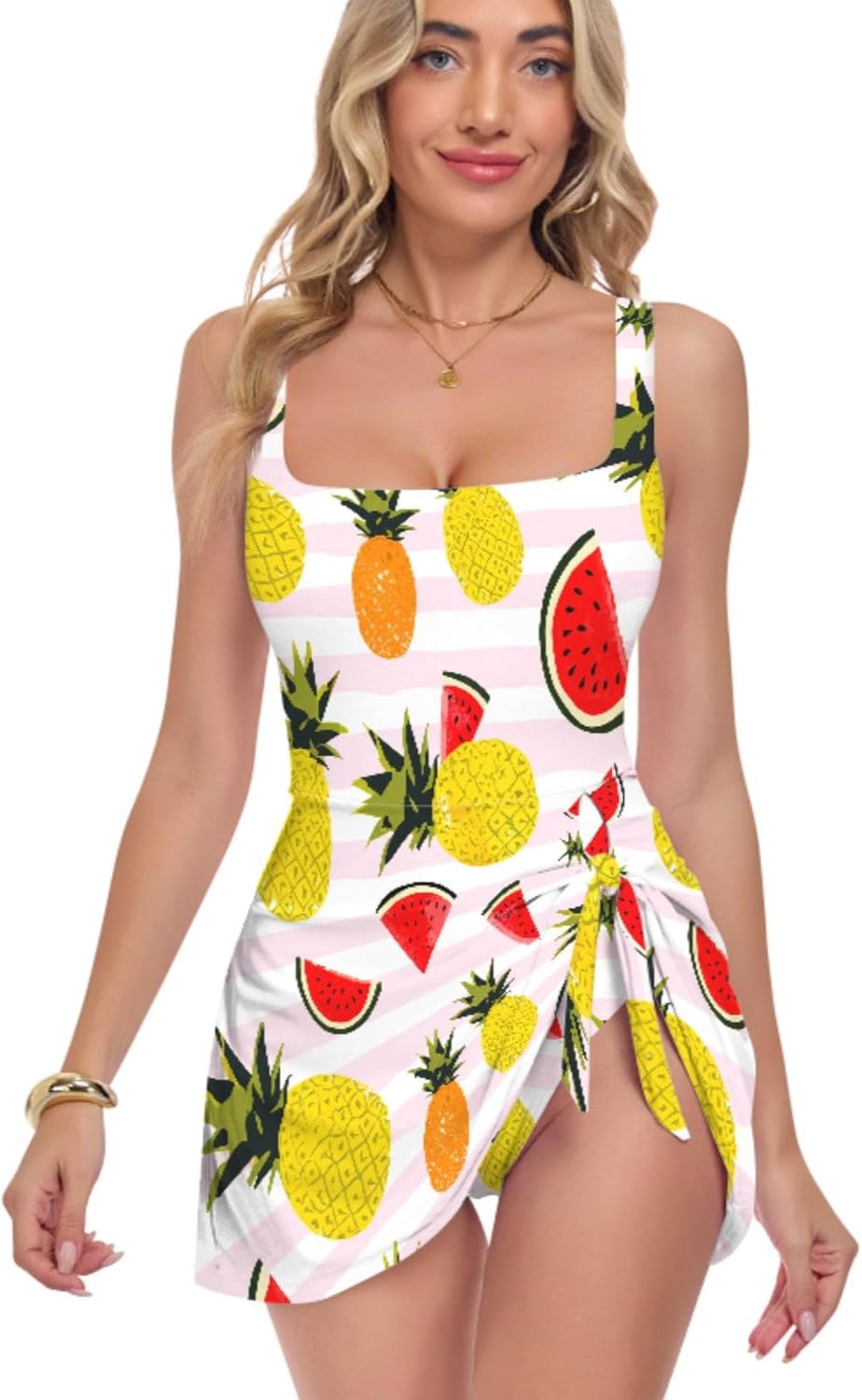 Yellow Pineapples Watermelon Women's One Piece Swimsuits Tummy Control Bathing Suits S 202c1753