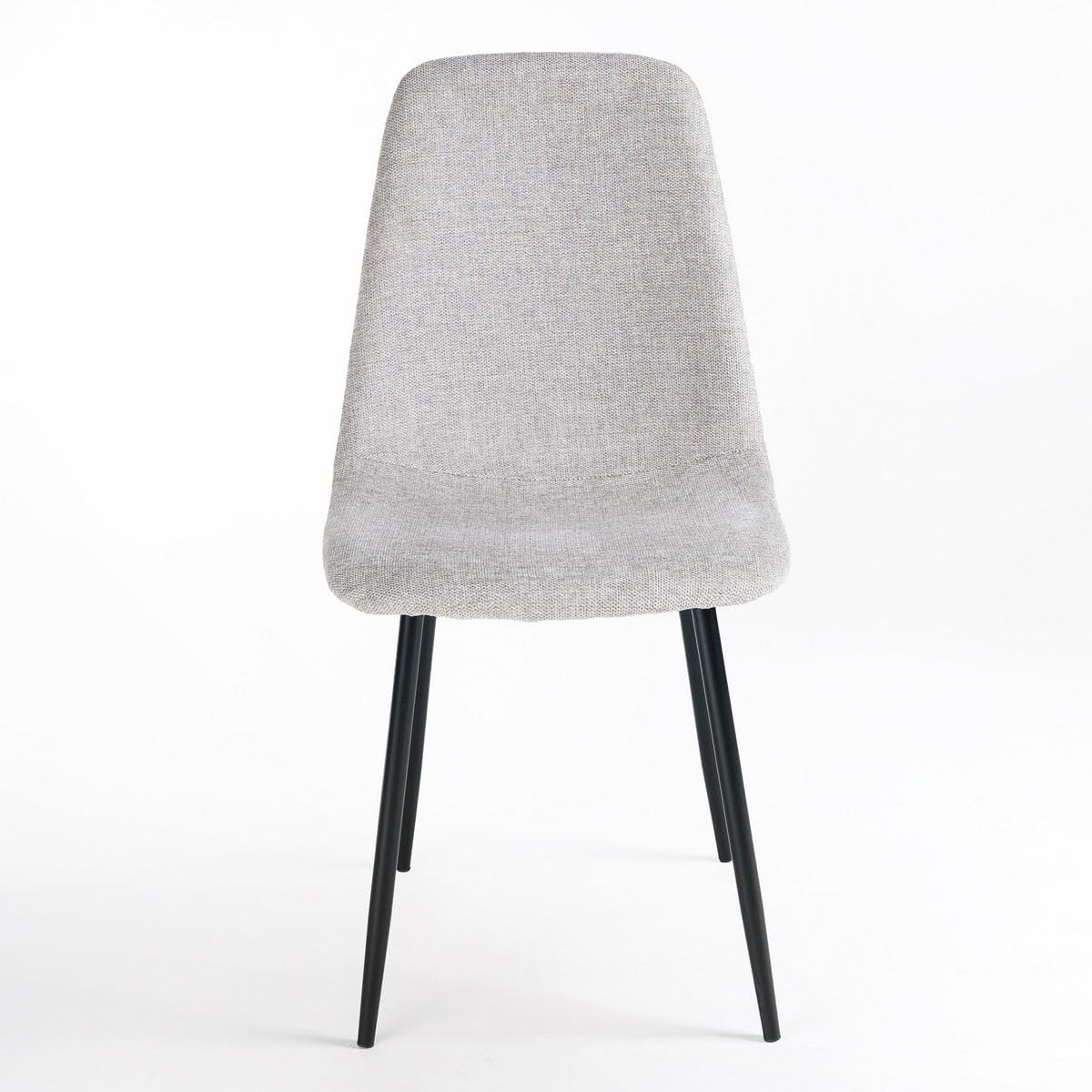 4 sillas de comedor Lina gris tapizadas en lino con patas metálicas negras | Sillas ligeras de diseño ergonómico y elegante para comedor, cocina u hostelería. Asiento acolchado y cómodo fácil de lavar.