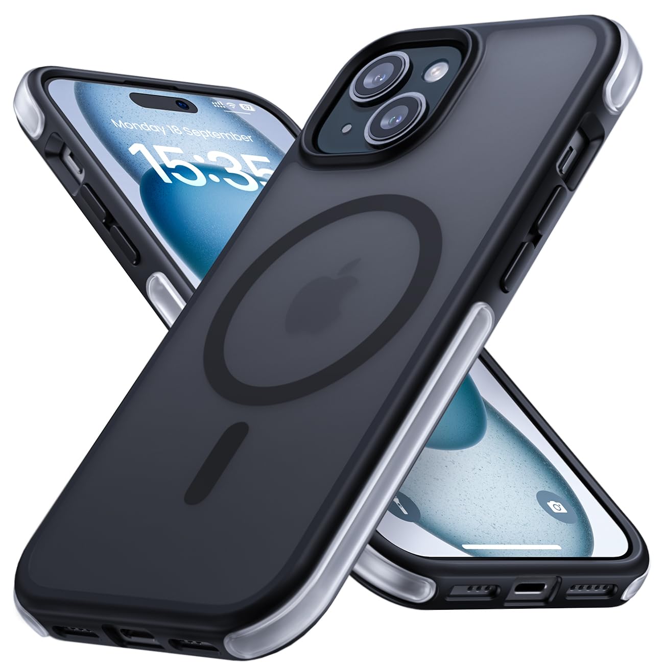 Lamicall Magnetic Phone Case for iPhone 15 for MagSafe - [18 FT Mil-Grade Drop Protection] Phone Case with Air Bumpers and Raised Edges, Shockproof