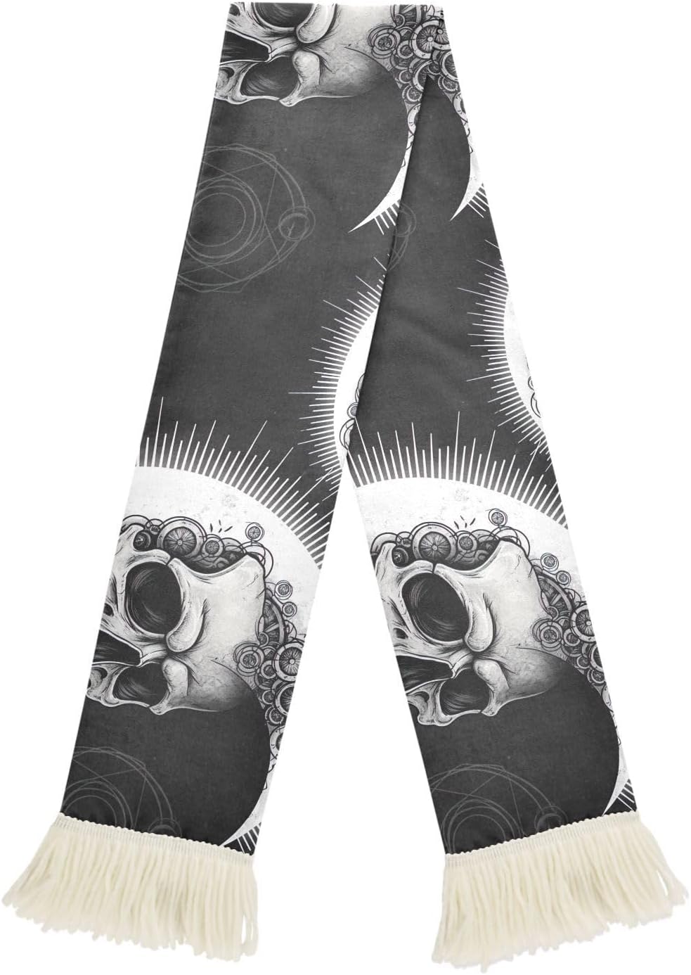 CHIFIGNO Moon Skull Black Sports Fan Scarf Towel, Soft Absorbent Polyester Scarf for Soccer Games, Quick Dry Cheering Banner