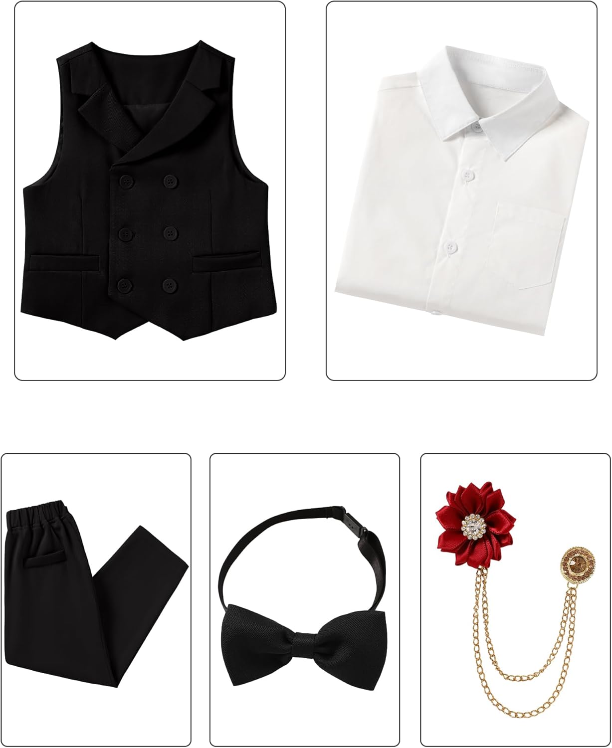 DISAUR Boys Suits Toddler Tuxedo Suit Wedding Ring Bearer Outfit Vest Pants Dress Shirt Bowtie Boutonniere for 2-8 Years - Image 2