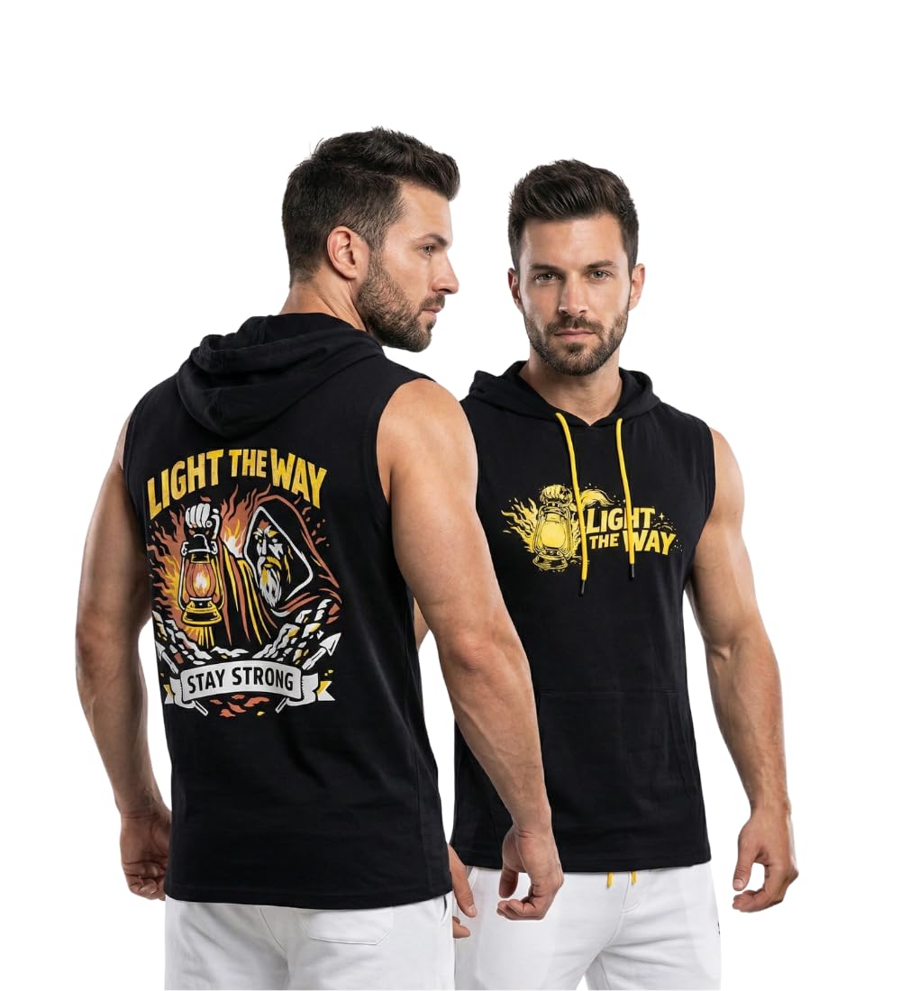 looks united Men Printed Sleeveless Hoodie Vest-picture-31
