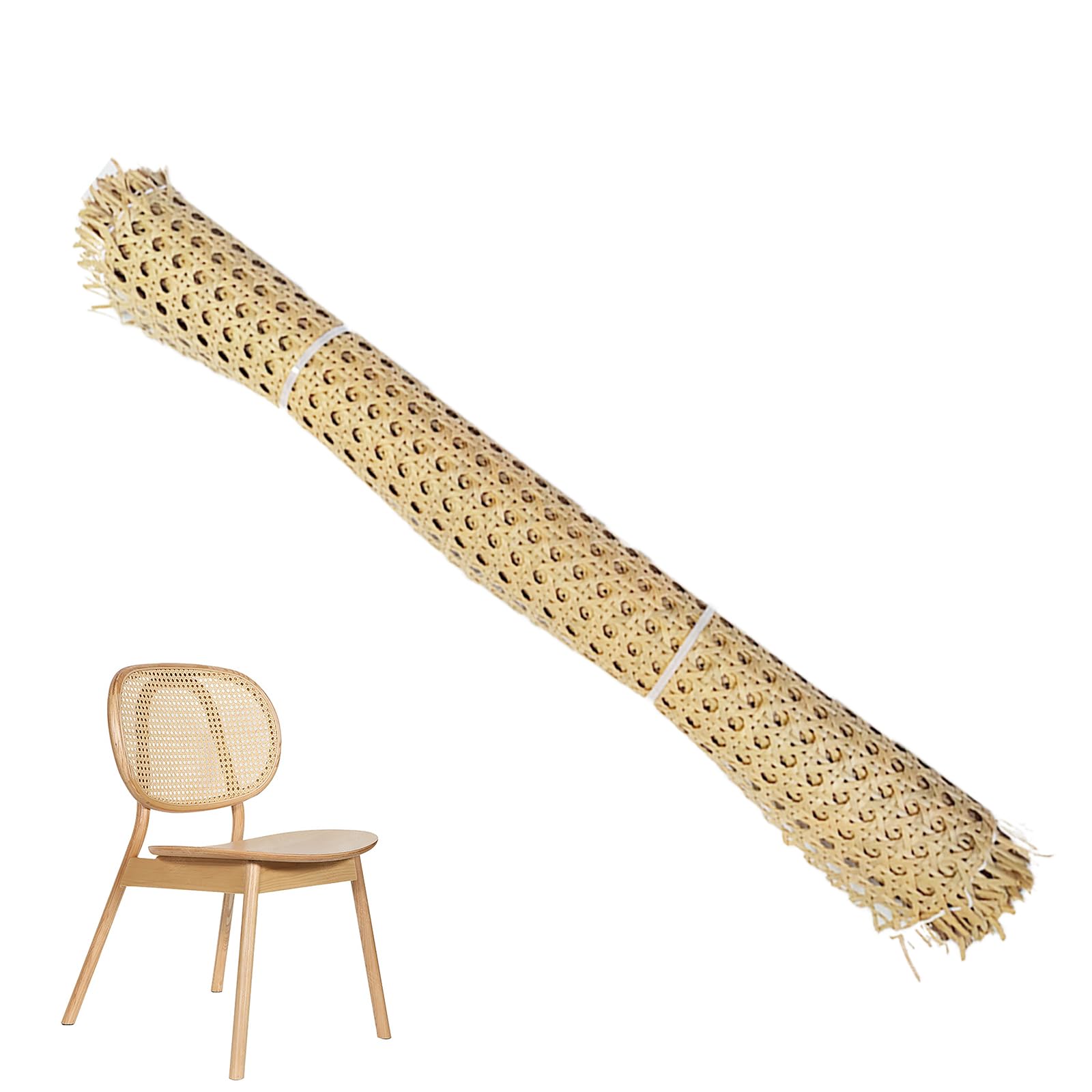 FUBESK Rotolo di tessuto in rattan per caning materiale intrecciato in tessuto rattan per progetti di fustigazione pre tessuto a rete aperta per riparazione di armadietti, letti e sedie, fai da te, 35
