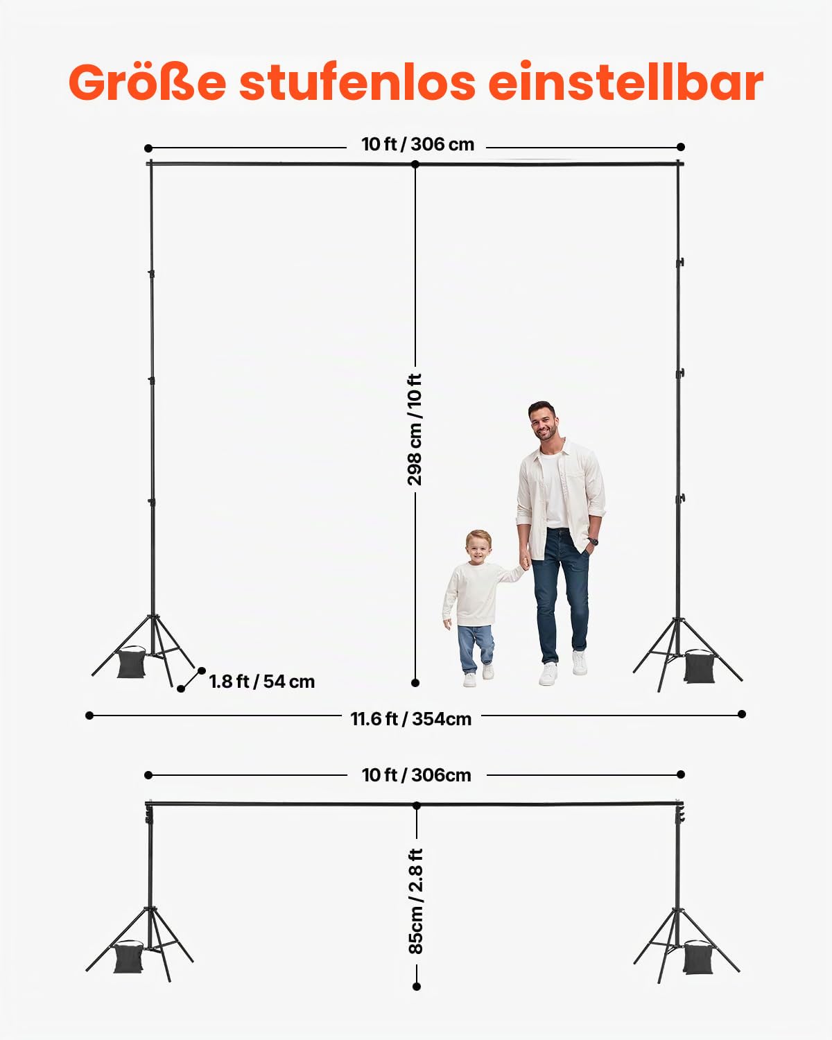 Vevor Hintergrundständer verstellbares Fotohintergrundständer (Hintergrundtuch: 300 x 300 cm) – Bild 3
