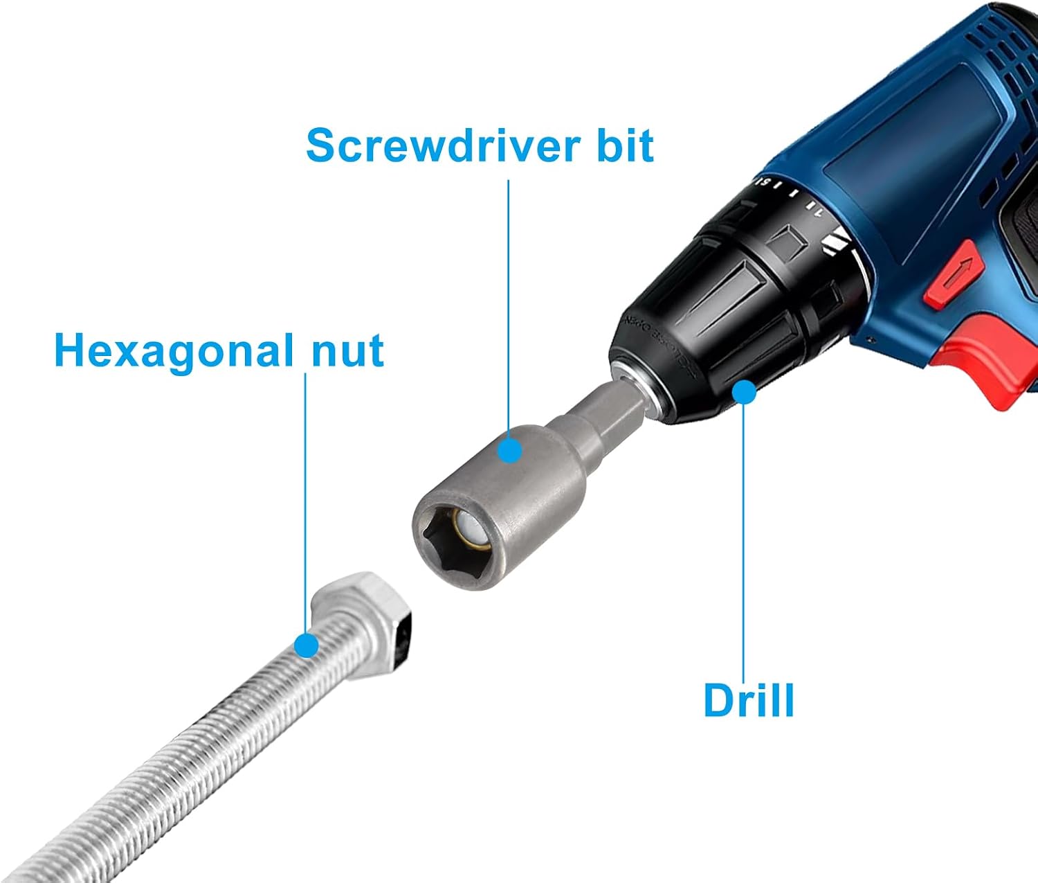 Waziaqoc 10 Pcs 3/8" (10mm) Nut Driver Set, Hex Magnetic Power Socket Adapter Drill Bit for Power Tools