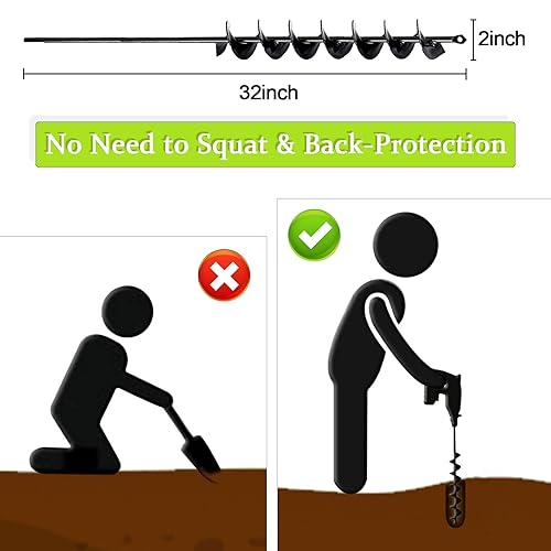 Miniatura 9 de TCBWFY Broca de taladro para plantar, broca de jardín de eje sólido de 1.6 x 12 pulgadas con espirales extensas, broca de agujero en espiral para