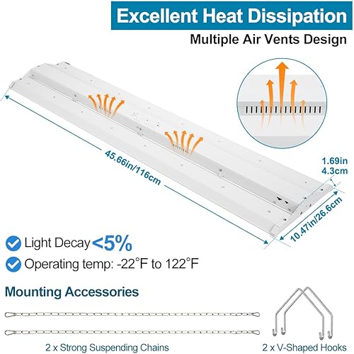 Miniatura 6 de High Bay LED Shop Light 4FT 300W240W200W, 4000K5000K seleccionable 120-277V, luces lineales comerciales de alta bahía para taller de almacén, ETL 2