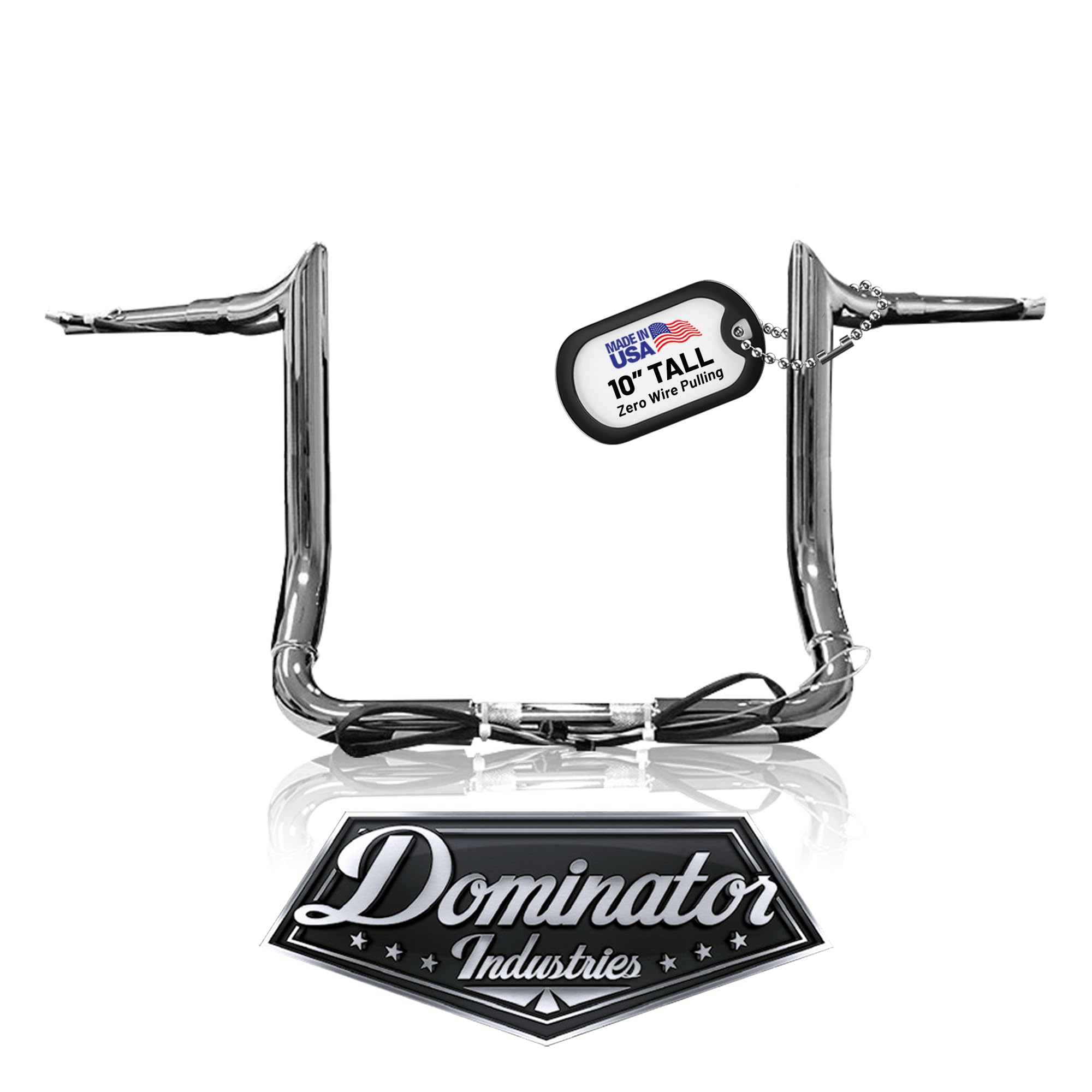 1 1/4" PRE-WIRED 10" Meathook Bar Ape Hangers Handlebars Compatible With 2014-2023 Harley-Davidson Bagger Touring Electra & Street Glide (Chrome) Heated Grip Option