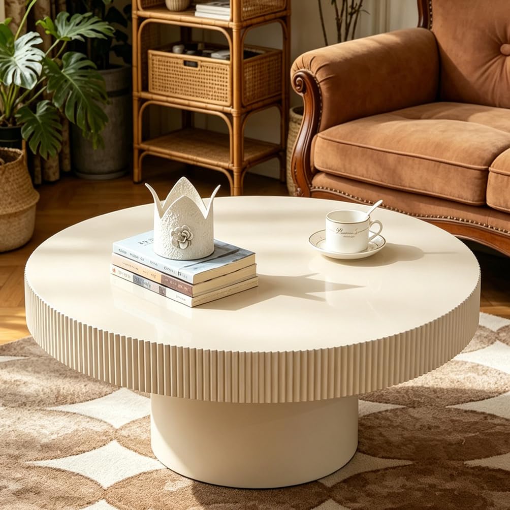 ZUOWENYG Round Fluted Coffee Table