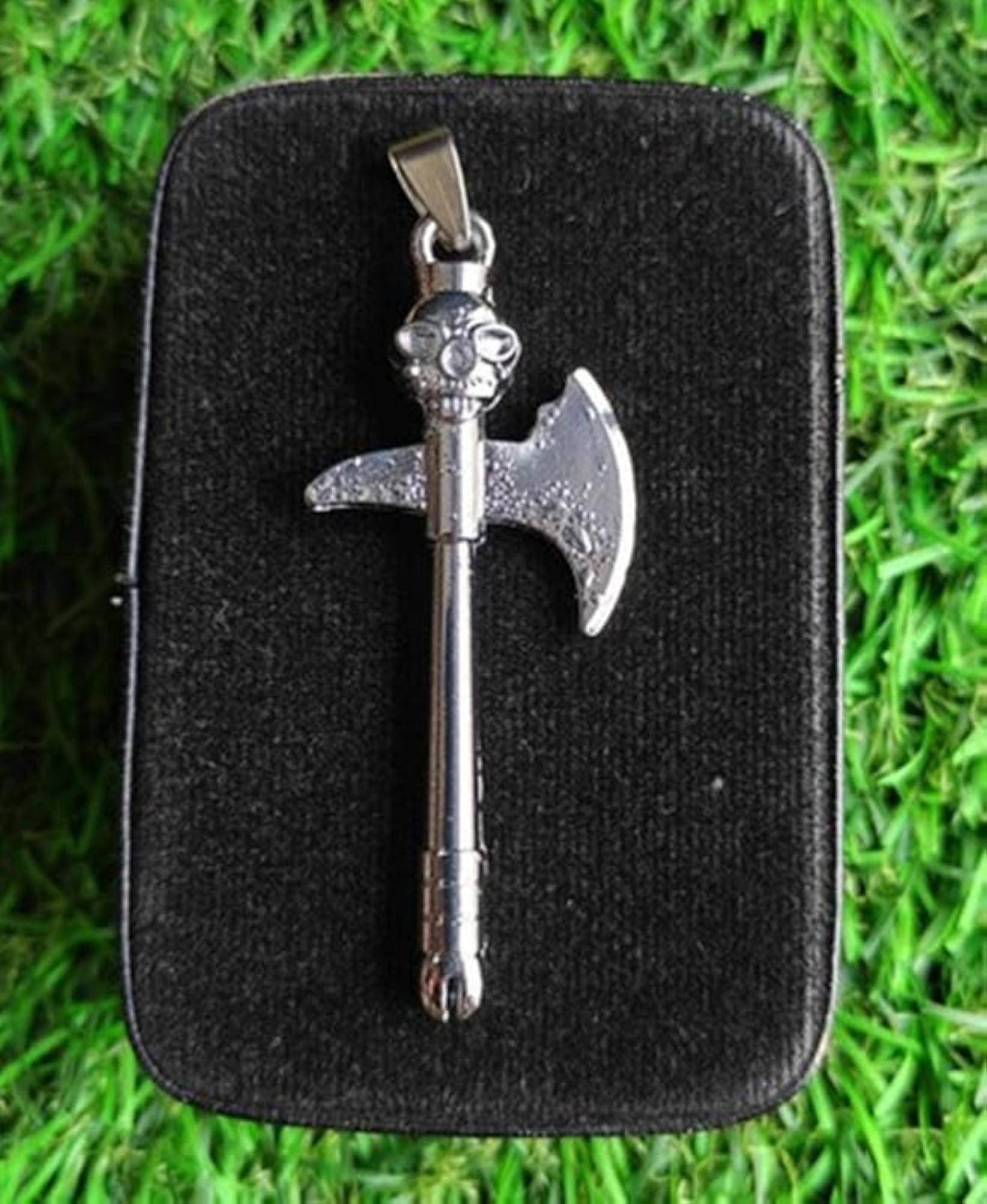 Stainless Steel Axe Pendant Necklace, Silver Plated Charm