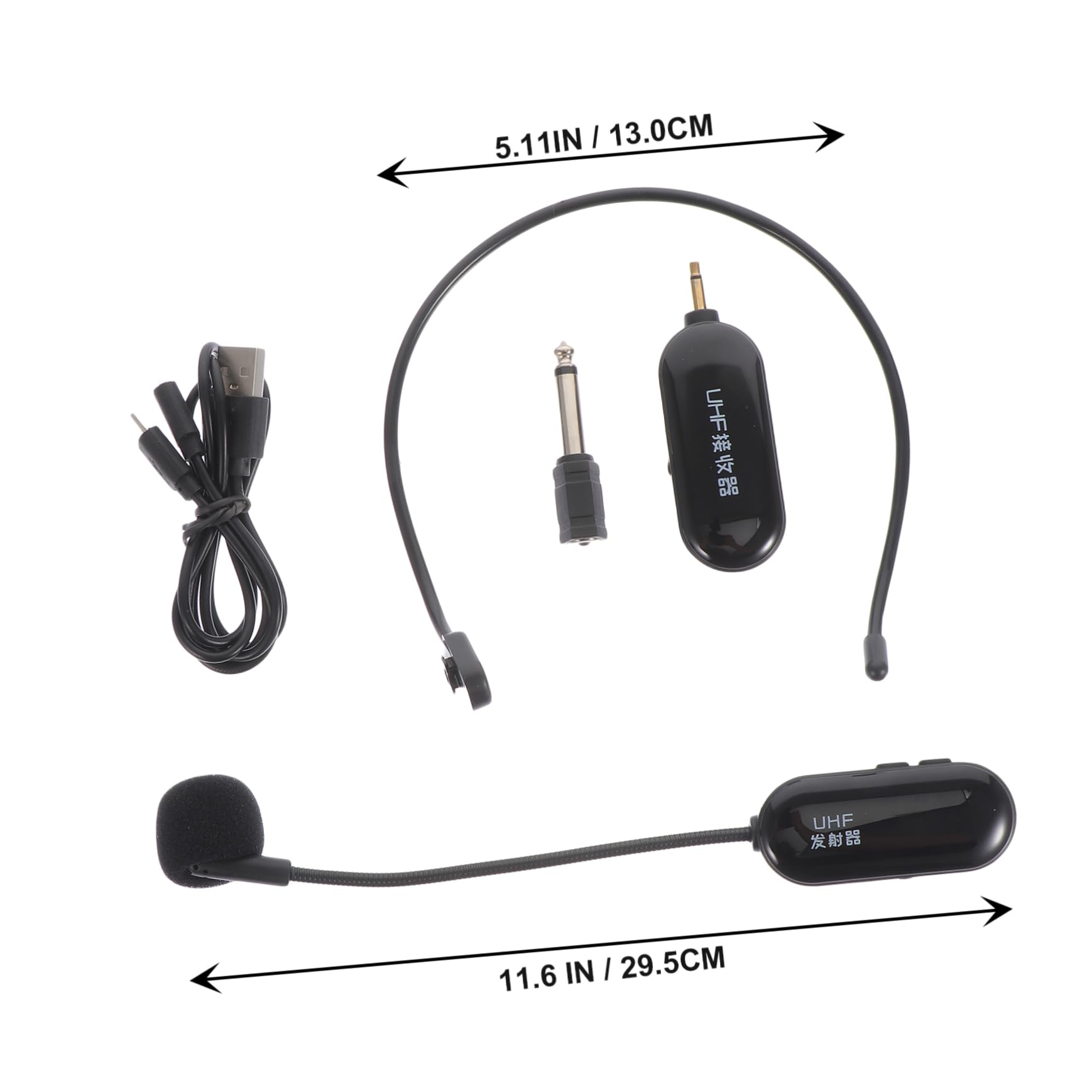 Micrófono Inalámbrico de Diadema UHF Negro, Pequeño y Duradero, Conector Estándar de 3,5 Mm, Compatible Amplificadores, Adecuado para Profesores y Guías Turísticos