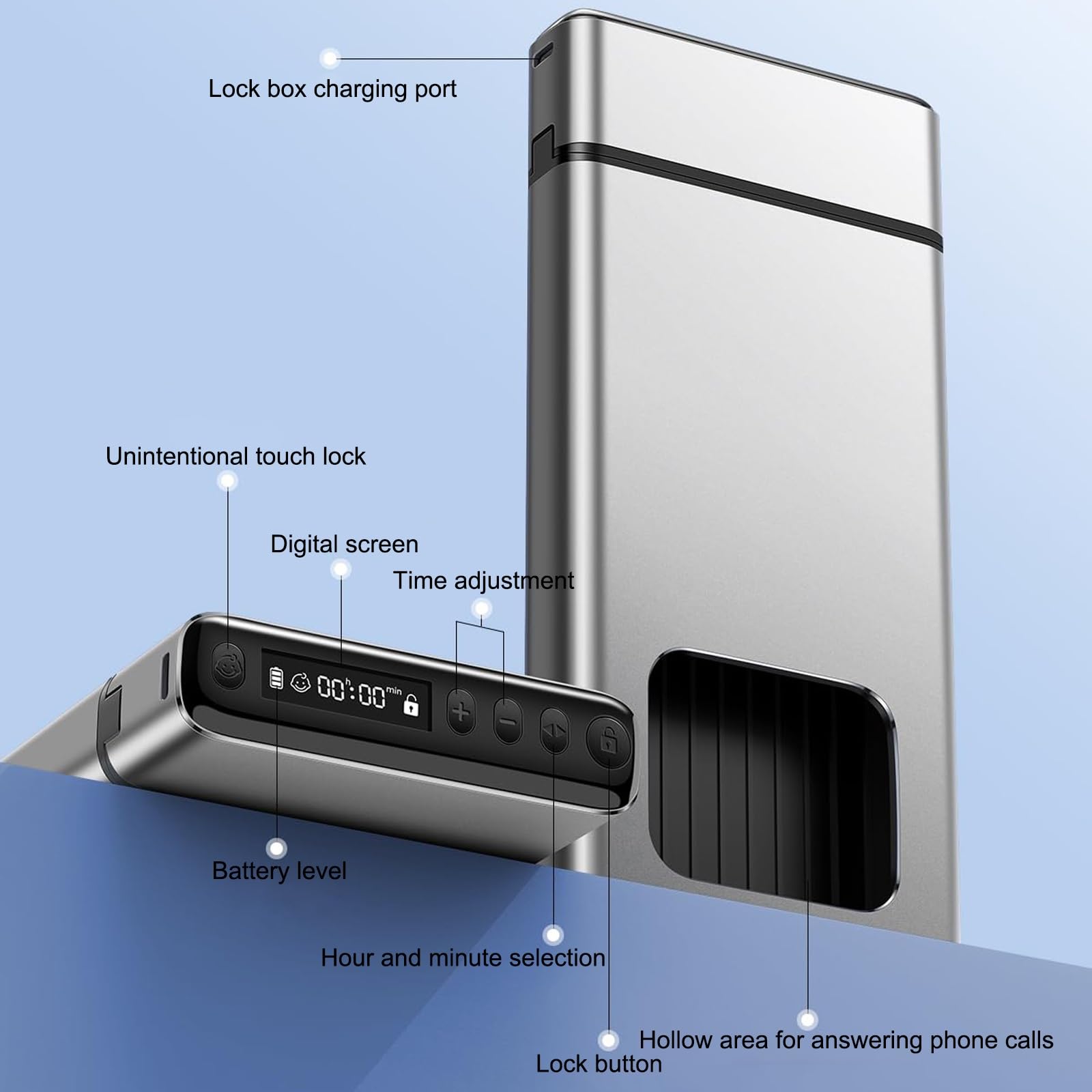Organizer Per Cellulare、Scatola di Blocco Per Cellulare Con Timer, Isola Le Distrazioni e Aiuta a Combattere La Dipendenza da Internet. Adatta a Studenti e Dipendenti