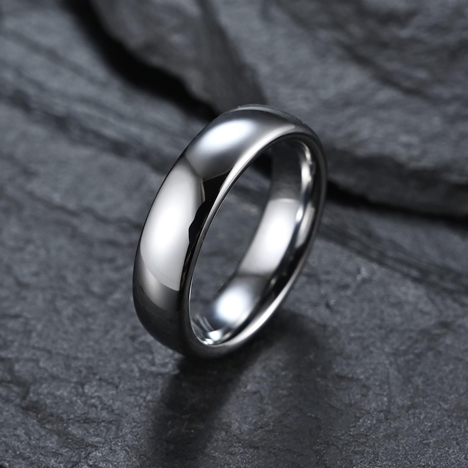 KnSam Partner Kette in Wolfram, 6MM Ring Anhänger Poliert Gravur Ich Liebe Dich Pärchen Kette für 2, Silber, Damen 54 Herren 62, 60cm & 50CM Länge
