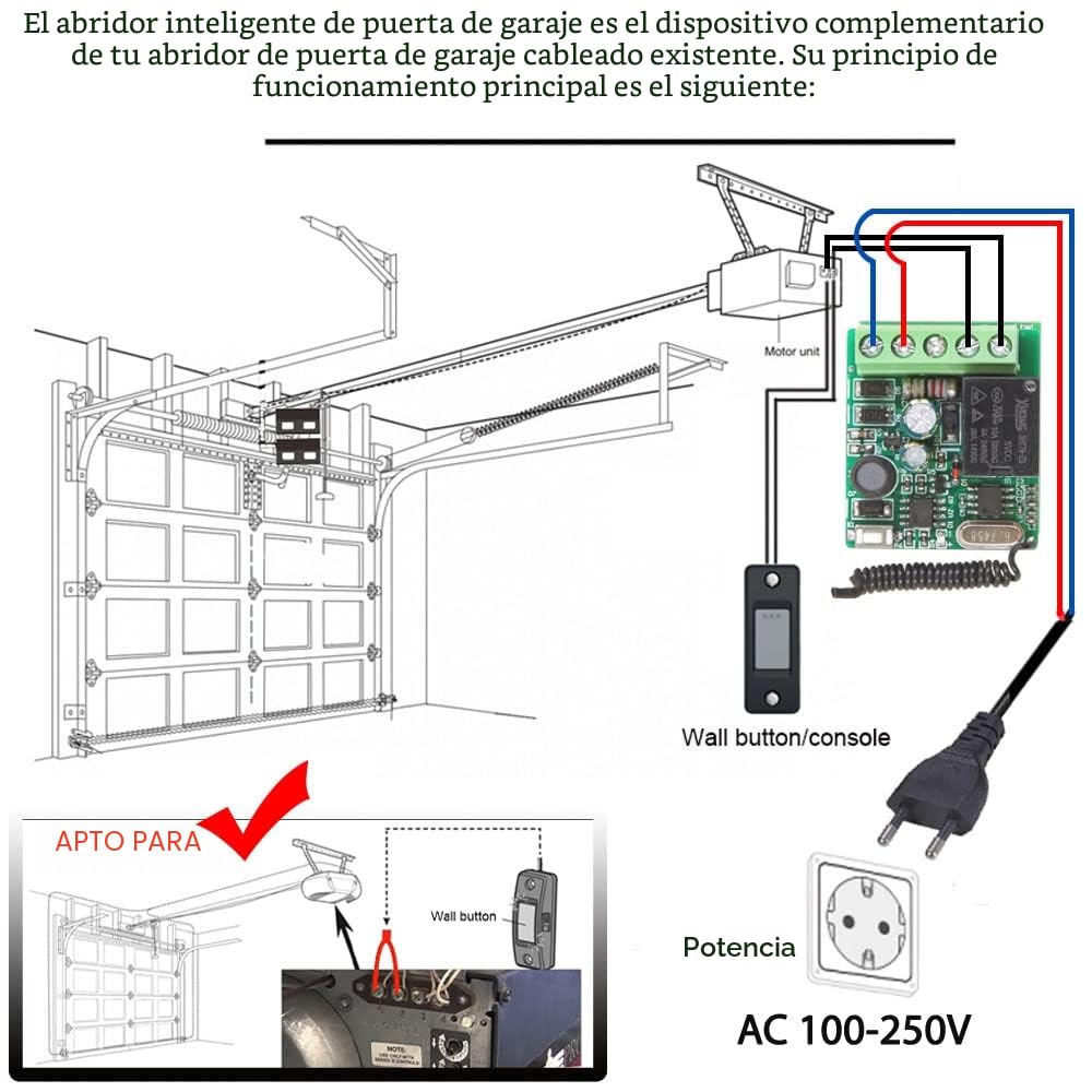 DieseRC Interruptor de mando a distancia Inalámbrico, Receptor de Relé de Radio de 1 Canal con 2 Transmisores Control Remoto Controlador de Relé de Contactos sin Potencial
