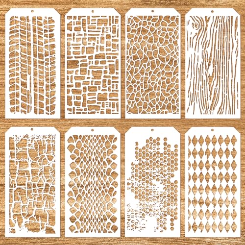 YUXIANLB 8 Plantillas De Pintura Para Manualidades Plantillas Reutilizables De Ladrillo Panal Arte Mixto Plantillas De Textura Para Pintar Sobre Tarjetas Lienzo Manualidades Muebles Papel