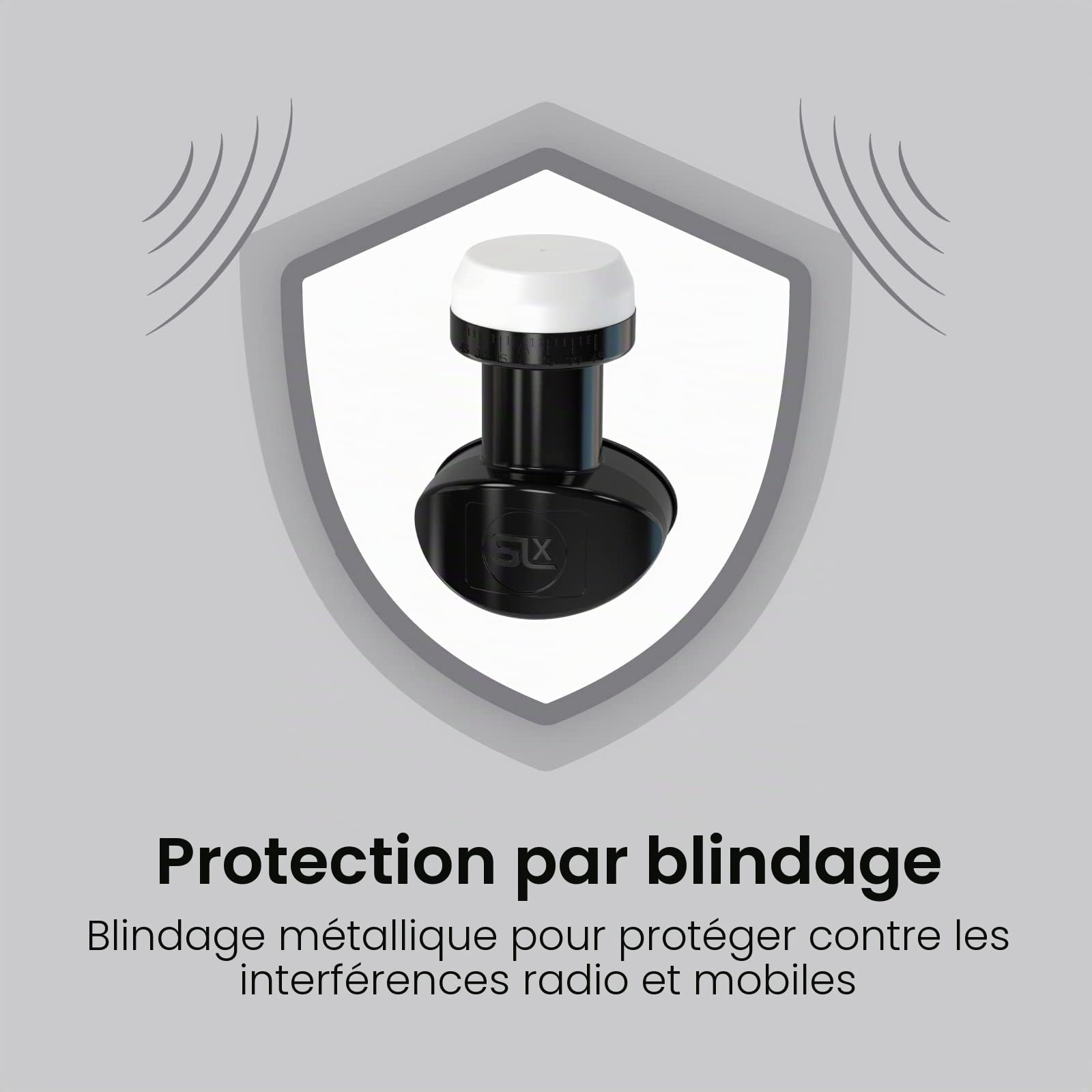 SLX LNB 2 Quad Output, LNB pour récepteur Satellite Freesat/Satellite Band, KU Band, LNB Universel pour Sky HD, Sky HD+, Freesat HD, 25 MHz PLL Crystal, avec Support MK4