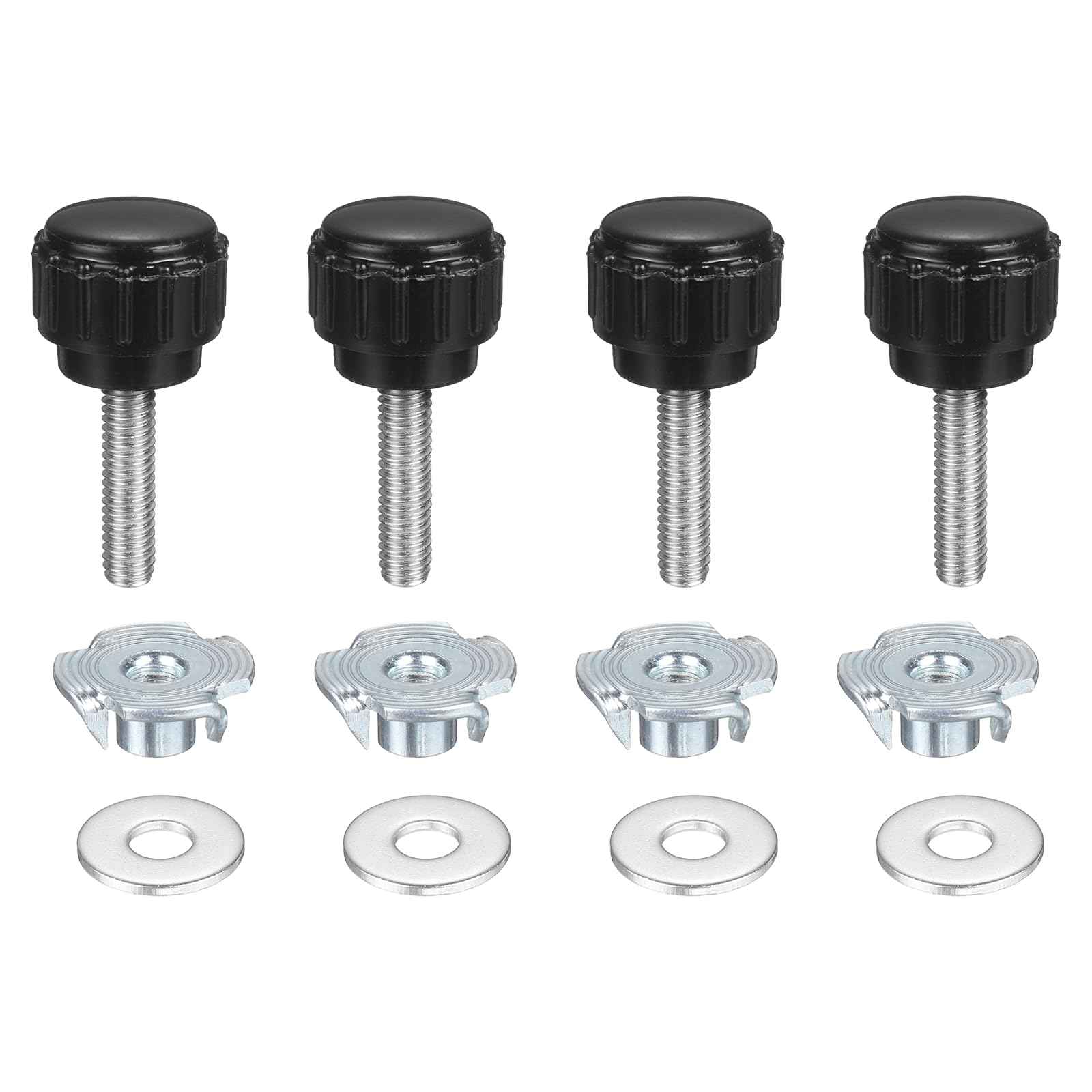 sourcing map 4 Pcs M4 x 16mm Knurled Clamping Knobs 14mm Head with Washers & T-Nuts