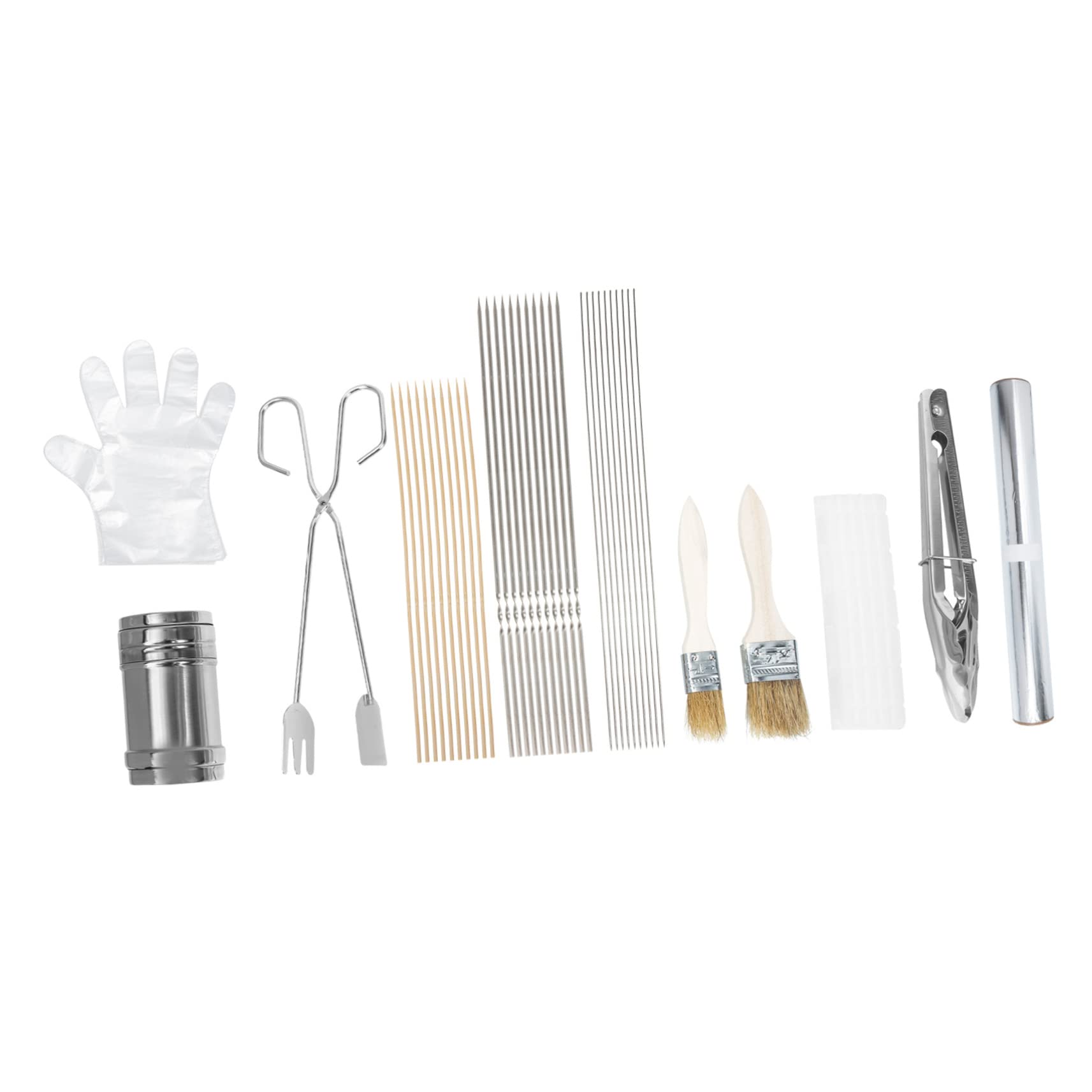 Set di Utensili Barbecue in Acciaio Inox per Campeggio | Clip Multi-funzione, Design Leggero, Accessori per Grigliate All'aperto, Bastoncini Inox, Kit Completo