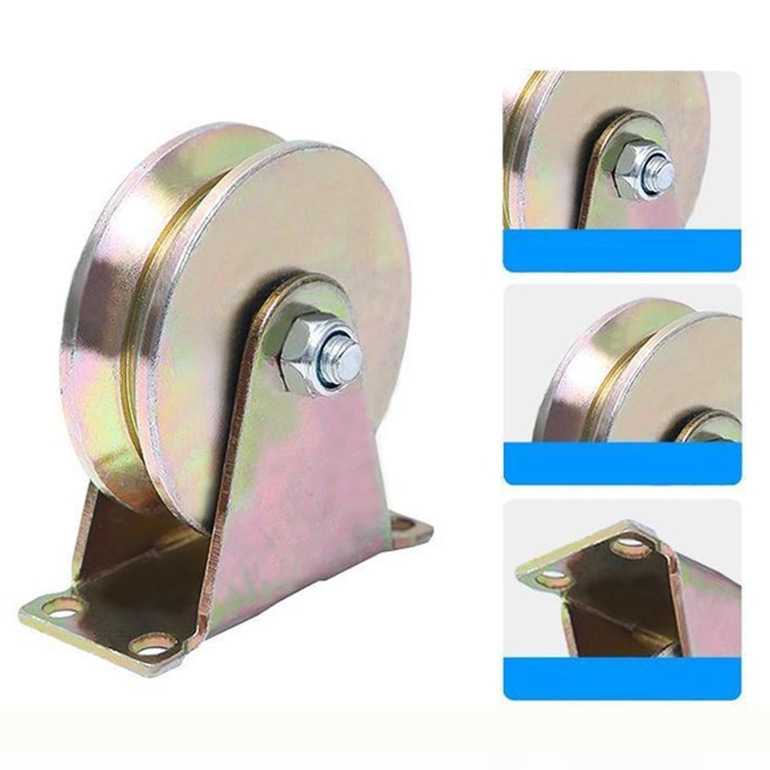 Ruedas de Polea con Ranura en V Resistencia,Polea de Inversión de Acero,Polea de Elevación,para Cuerdas Motores,Puerta Corredera,Industrial,Carga Fuerte,4 Piezas (99mm)