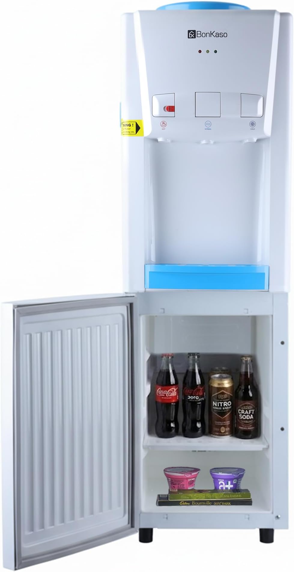 BonKaso Blueprint Hot & Cold Water Dispenser 21C Top Loading with Refrigerator - White/Blue, 20 l