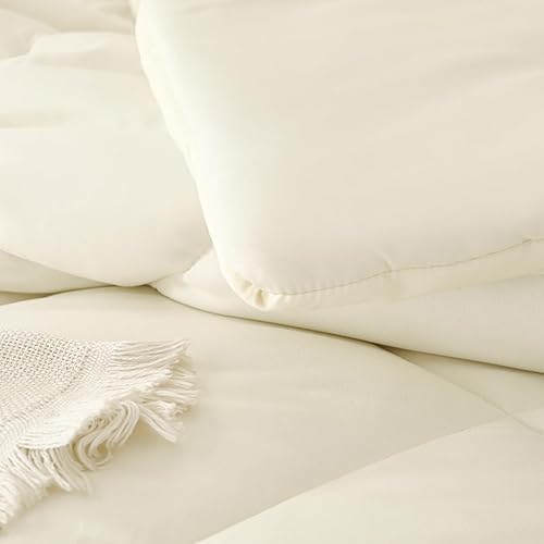 Miniatura 5 de WURUIBO Juego de edredón de microfibra ultrasuave, juego de edredón individual, color crema, 5 piezas, ropa de cama en una bolsa, ligero para todas