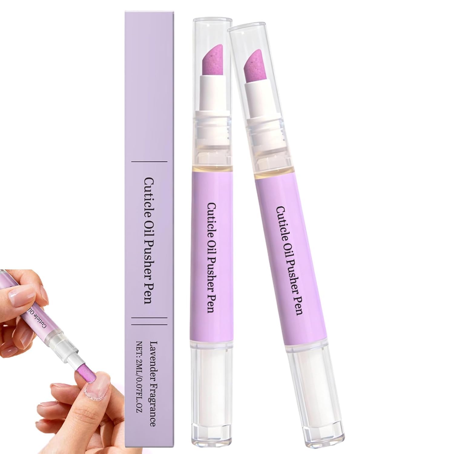 Stylo Repousse-cuticules À L'huile,Stylo 2 En 1 Pour Dissolvant De Cuticule Et Huile Pour Ongles Aux Parfums Rose Et Lavande,Huile cuticules ongles Pour Soin De Manucure Des Femmes Filles (2)
