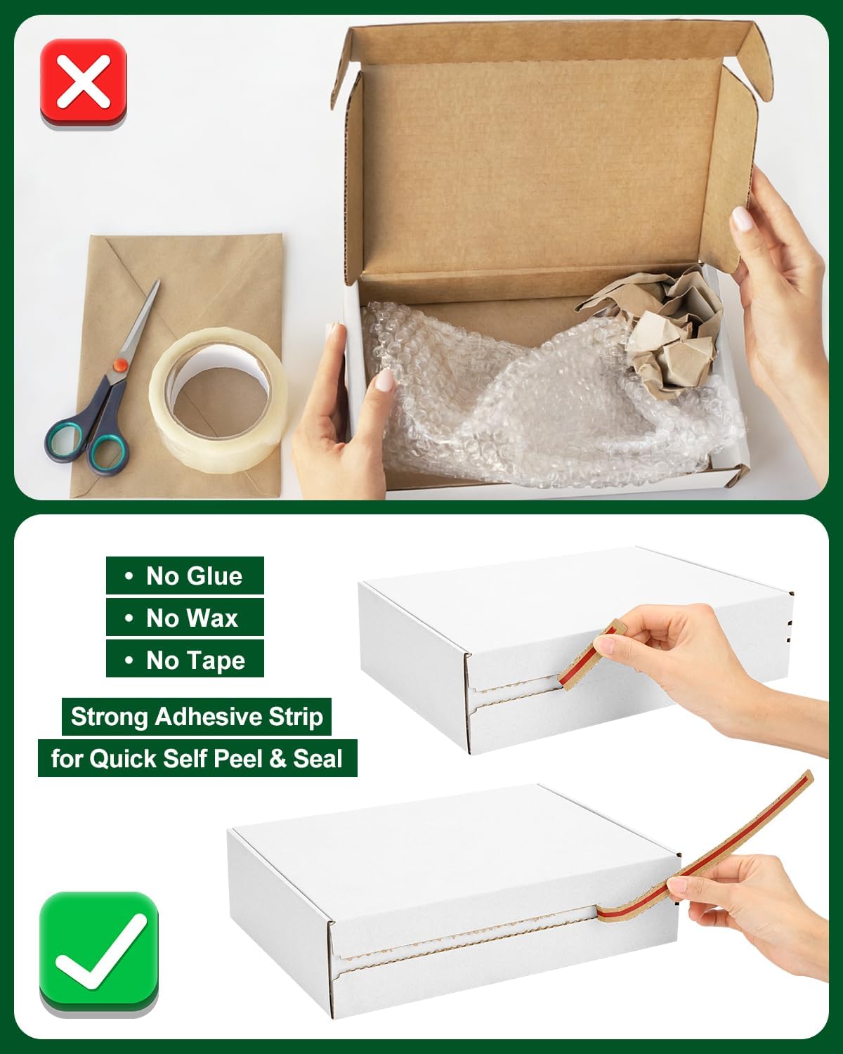 Shipping-Boxes-12x9x3 Inches: 25 Pack-Self-Seal-Cardboard-Boxes-for-Packaging, White-Shipping-Boxes-for-Packing-Small-Business, Corrugated Box Mailers for Book Shoes Gift Mailing