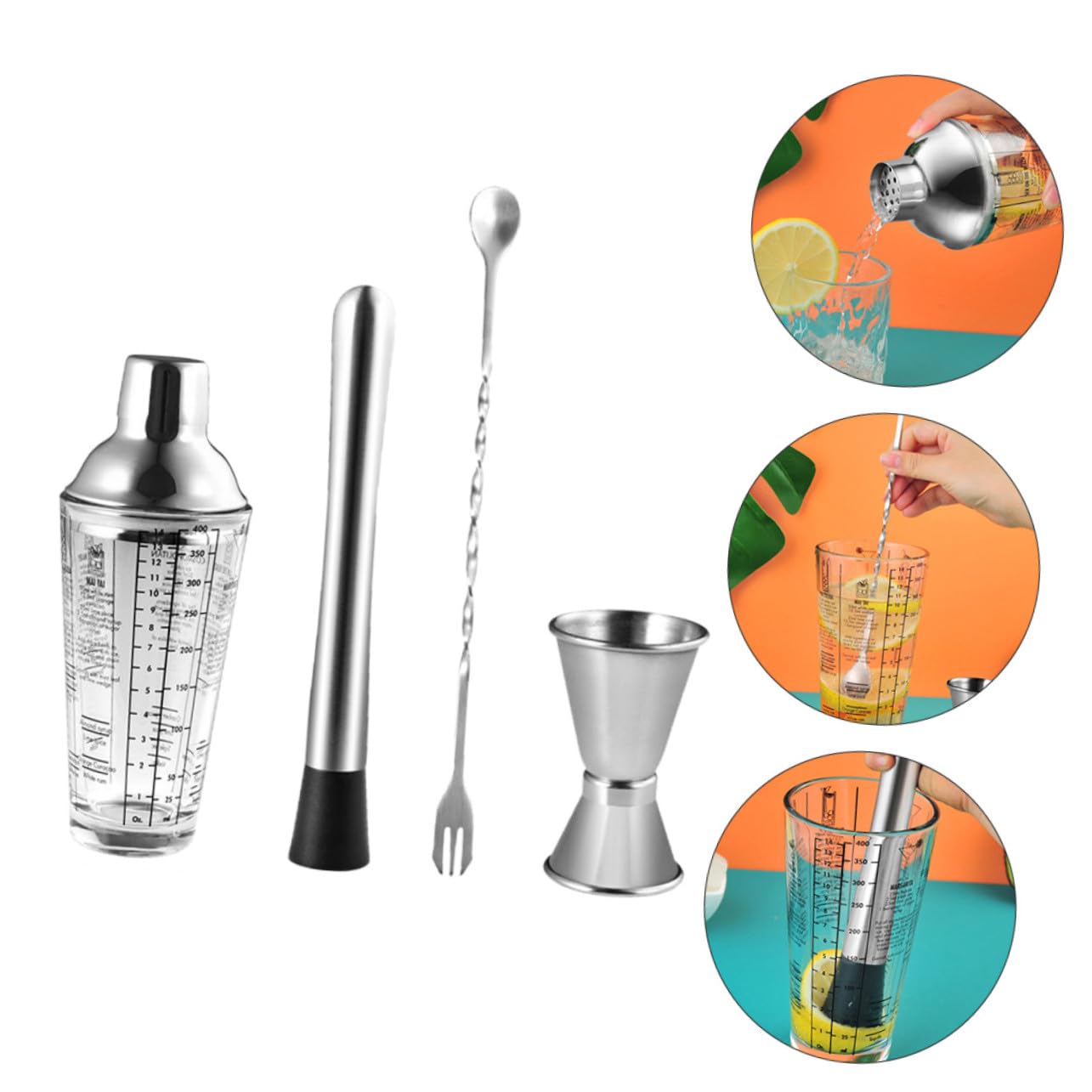 VICASKY Shaker Cocktail in Acciaio Colorati Attrezzatura Barman Professionale per Aperitivi e Miscelazione Resistente e Lucida per Uso Domestico e Bar
