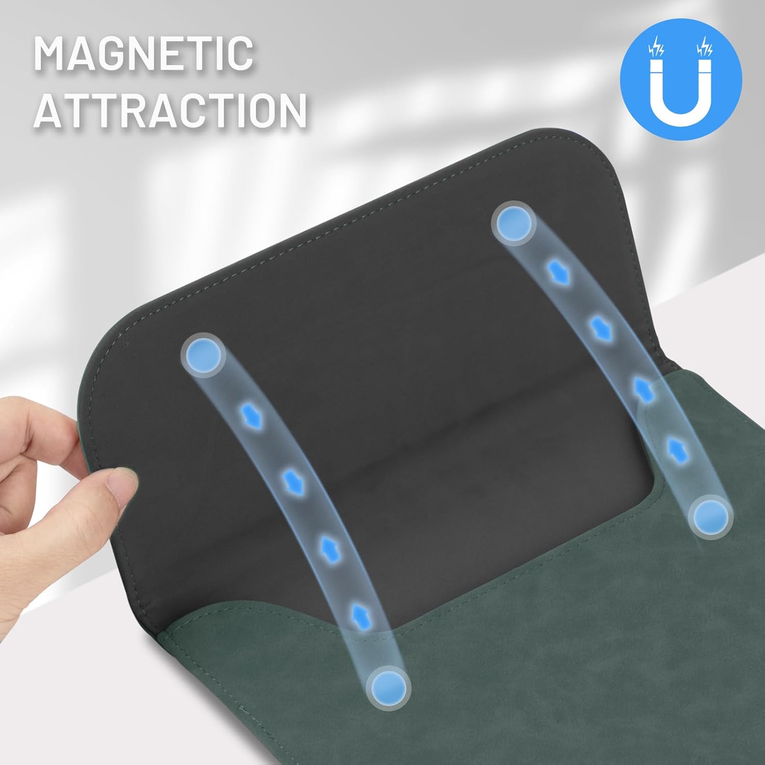 Allinside 13-13.3 inch Laptop Sleeve Case for MacBook Pro 14 2021–2024 (A2992, A3112, A3401, A3185)/MacBook Air 13 2010-2017/MacBook Pro 13 2010-2015, PU Suede Leather Laptop Case Cover, Dark Green - Image 4