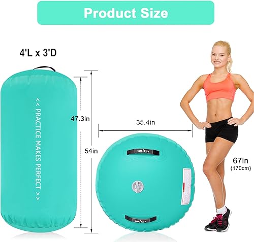Miniatura 2 de VOFiTNY Gimnasia Equipo de Tumbling Air Barrel Inflable Octágono Vaso Roller Back Bend Trainer Chearleeding Mat Sin Bomba Menta nopump