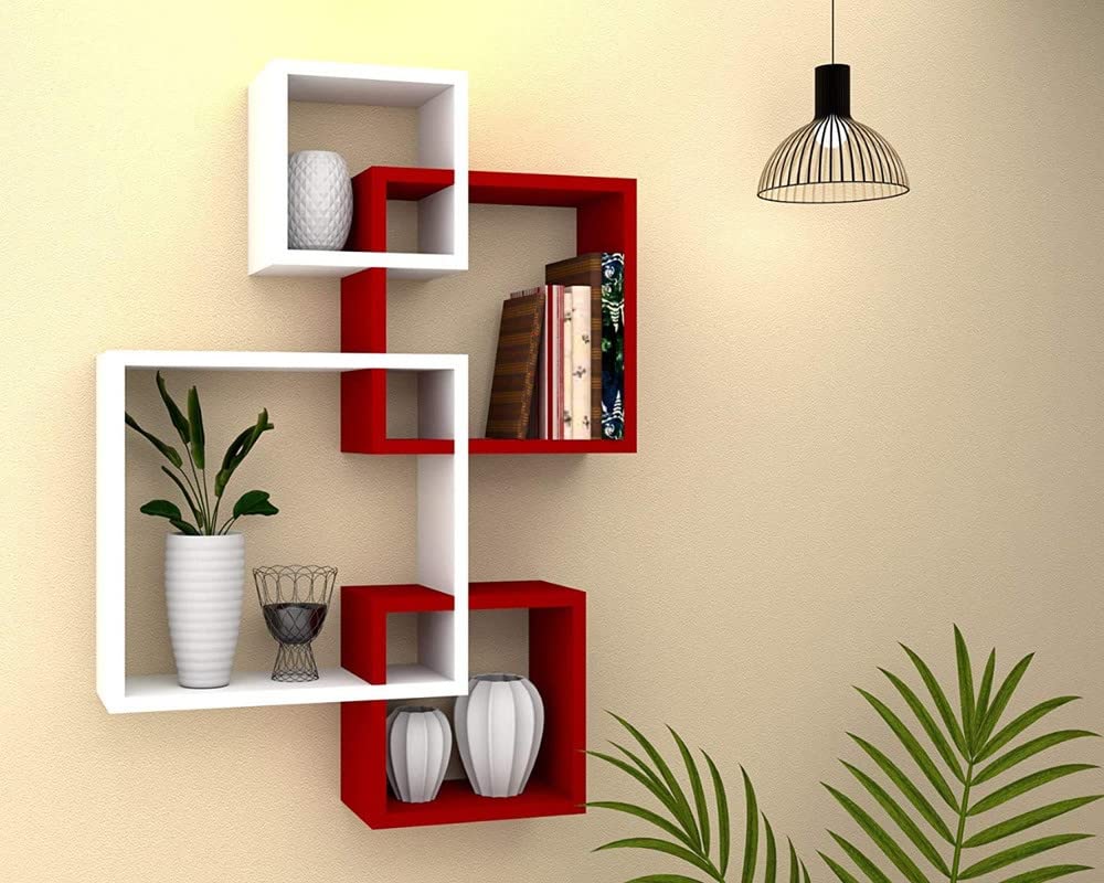 YASAR HANDICRAFTS Design Wall Shelf intersecting Wooden Wall Rack Stand