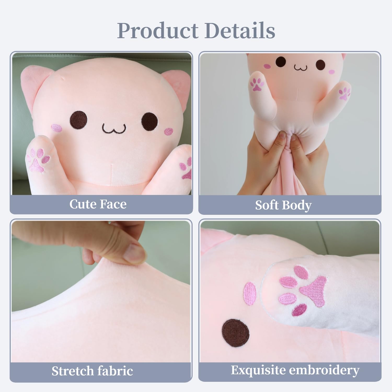 Kekeso Long Cat Plush Toy,Soft Cat Plush Pillow Stuffed Animal for Kids & Adults - Image 4