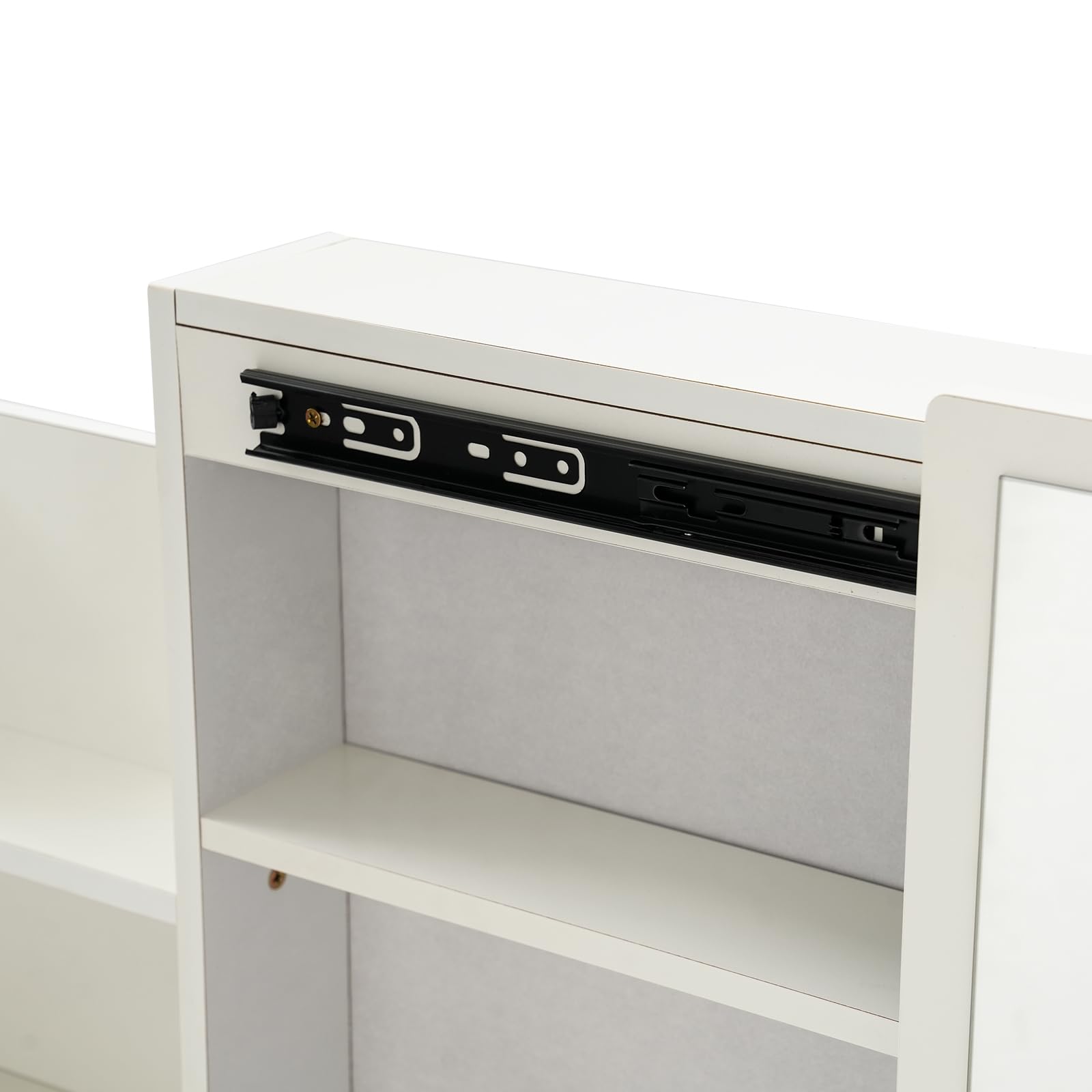 Tocador con espejo y taburete, tocador blanco muebles de dormitorio vanidad juego tocador con 5 cajones 100 kg para dormitorio adultos mujeres niñas