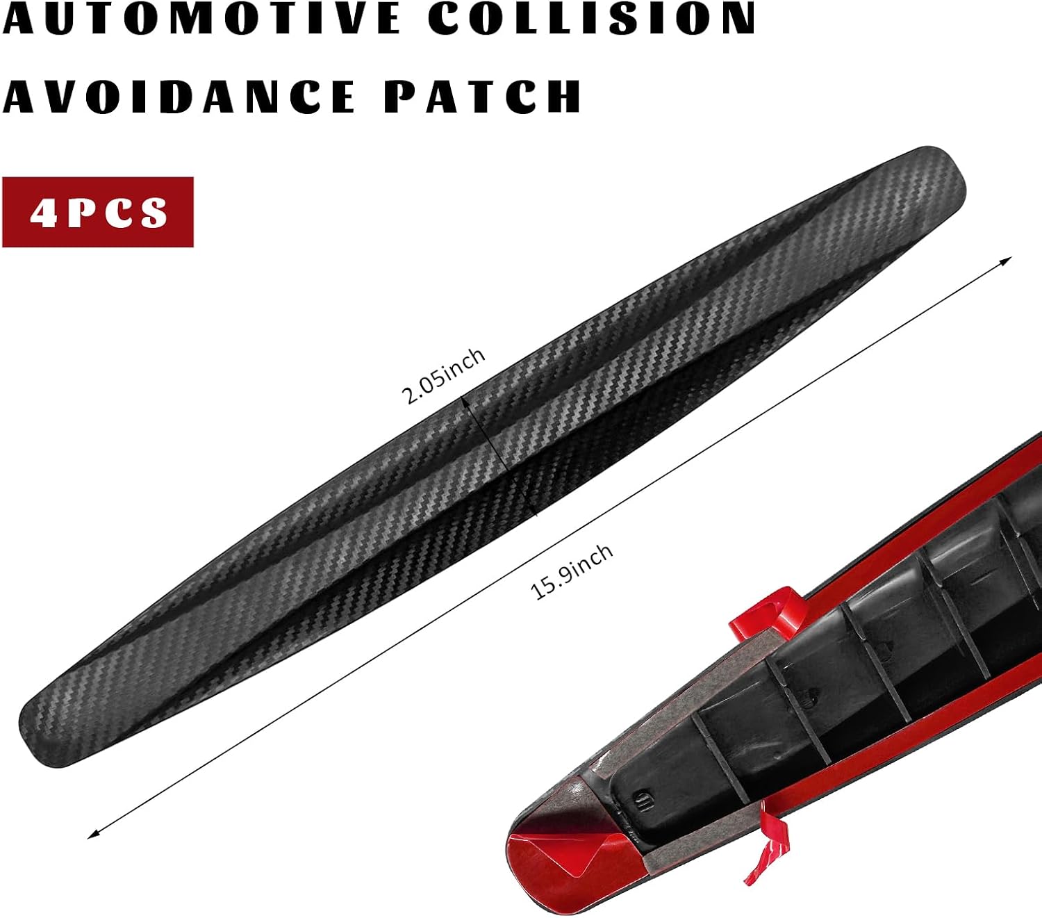4 PCS Car Bumper Guard Strip, Anti-Collision Carbon Fiber Auto Front & Rear Bumper Protector, Anti-Scratch Side Door Edge Guard Protective Strip for Most Vehicle Bumpers (Black)