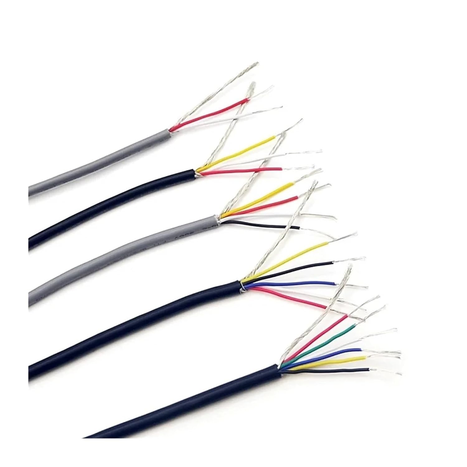 UL2547 Shielded Wire Signal Cable - 2-6 Core PVC Insulated Audio Headphone Control Wire - 22AWG, Available in 5M-50M(Black,50M-22AWG (6CORES))