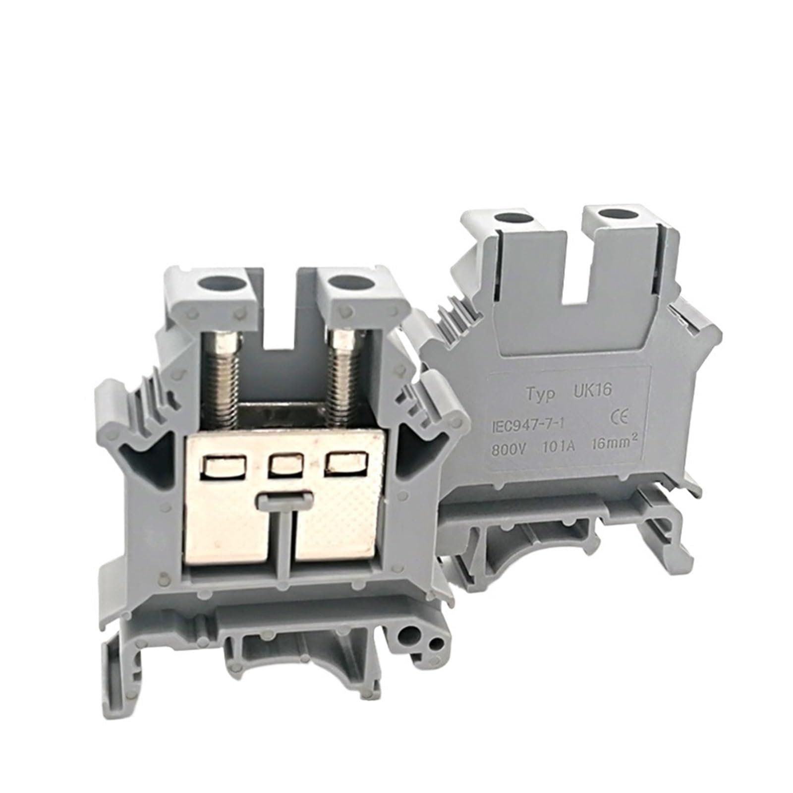1Pcs Din Rail Mount Screw Terminal Block Bornier U-K-16N Wire Cable Electric Connector Brass Morsettiera 101A 16mm² 6AWG