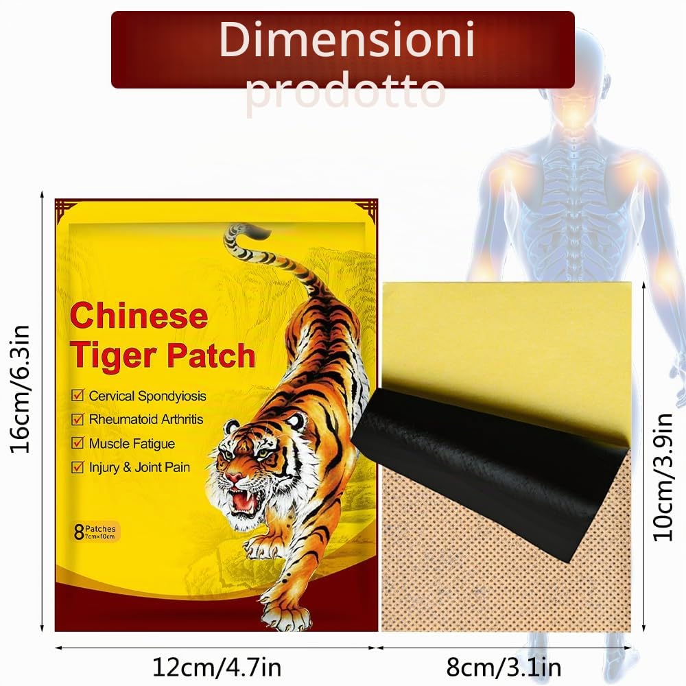 80 Pcs Cerotti Antidolorifici, Cerotto Antidolorifico della Tigre, Cerotti Riscaldanti Schiena, Cerotti Antidolorifici Schiena per Mal di Schiena, Ernia del Disco Lombare, Muscoli Della Schiena