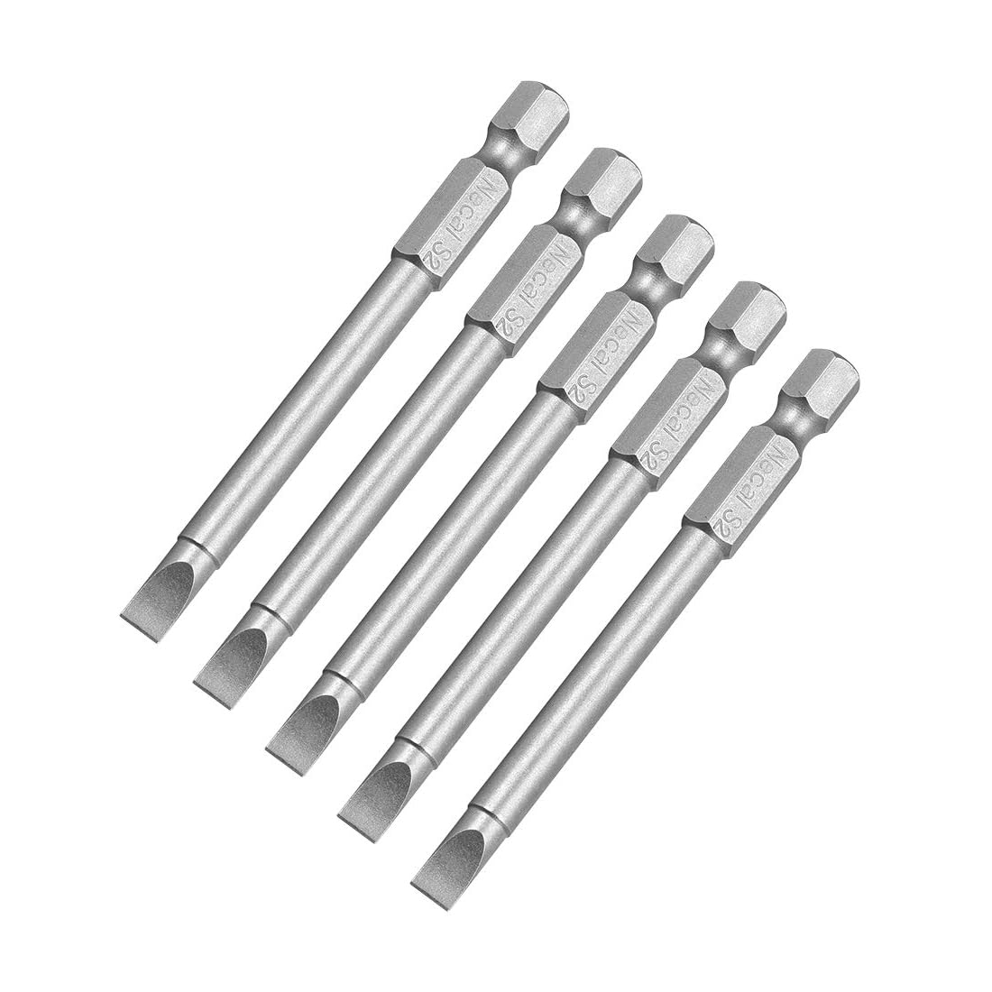 TA-VIGOR 5mm Magnetic Slotted Impact Screwdriver Bit 1/4" Hex S2 Steel 5pc
