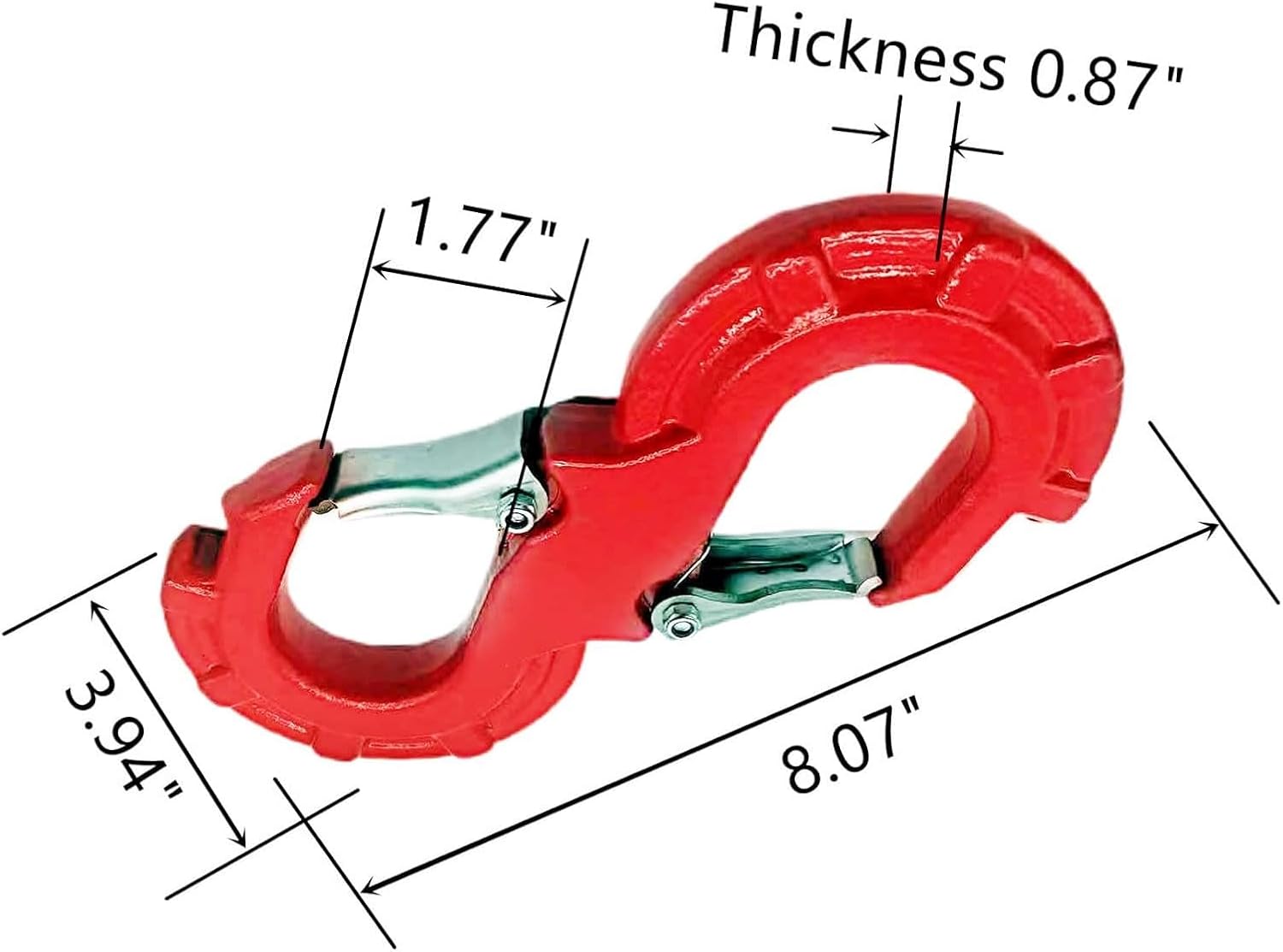 S-Shape Integrated Winch Quick Shackle for Car SUV Pickup Trailer Offroad Towing with 19800 lbs Rated Loading and 35300 lbs Break Strength (Red)